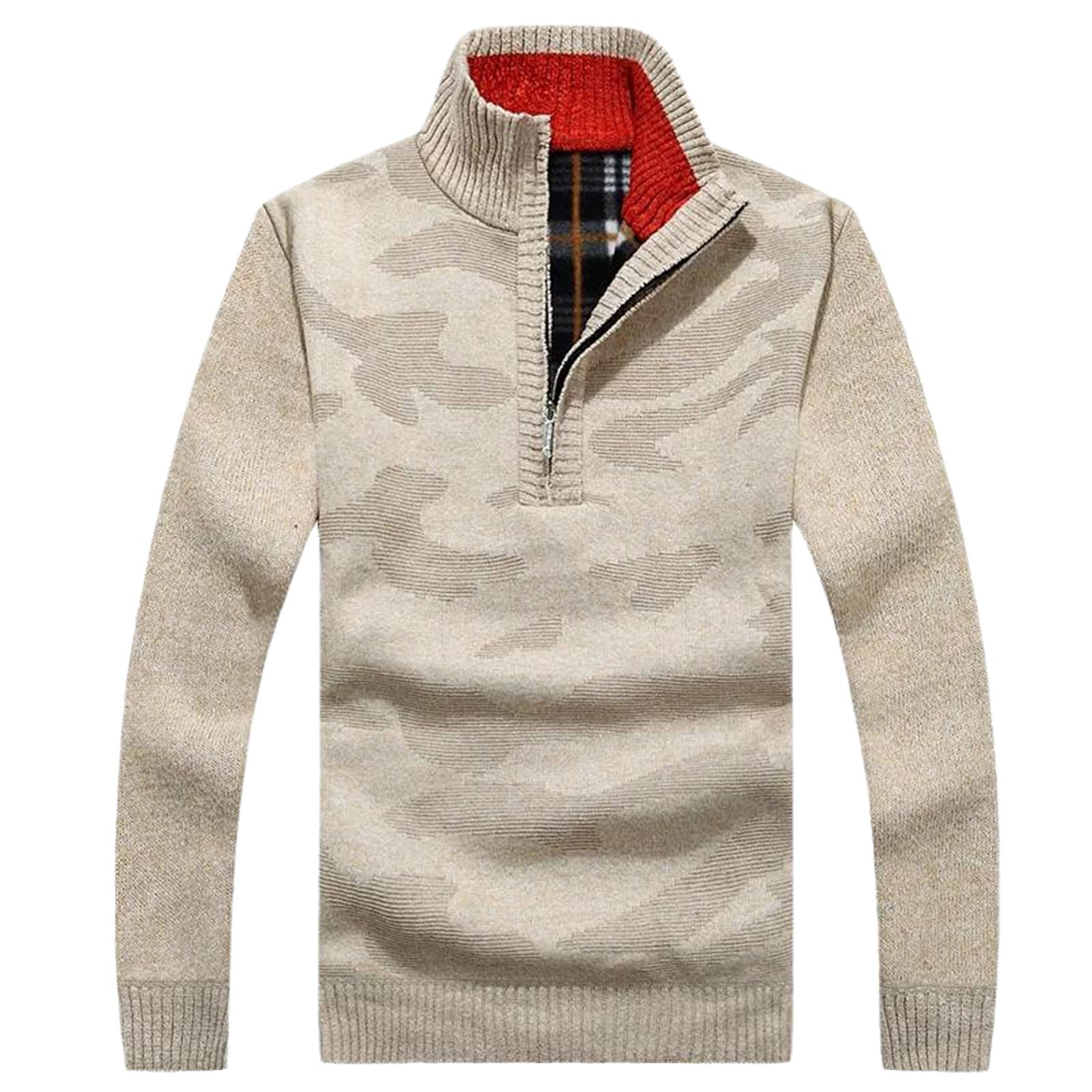 Pull décontracté demi-fermeture éclair homme beige taille L Kelsiop - 8