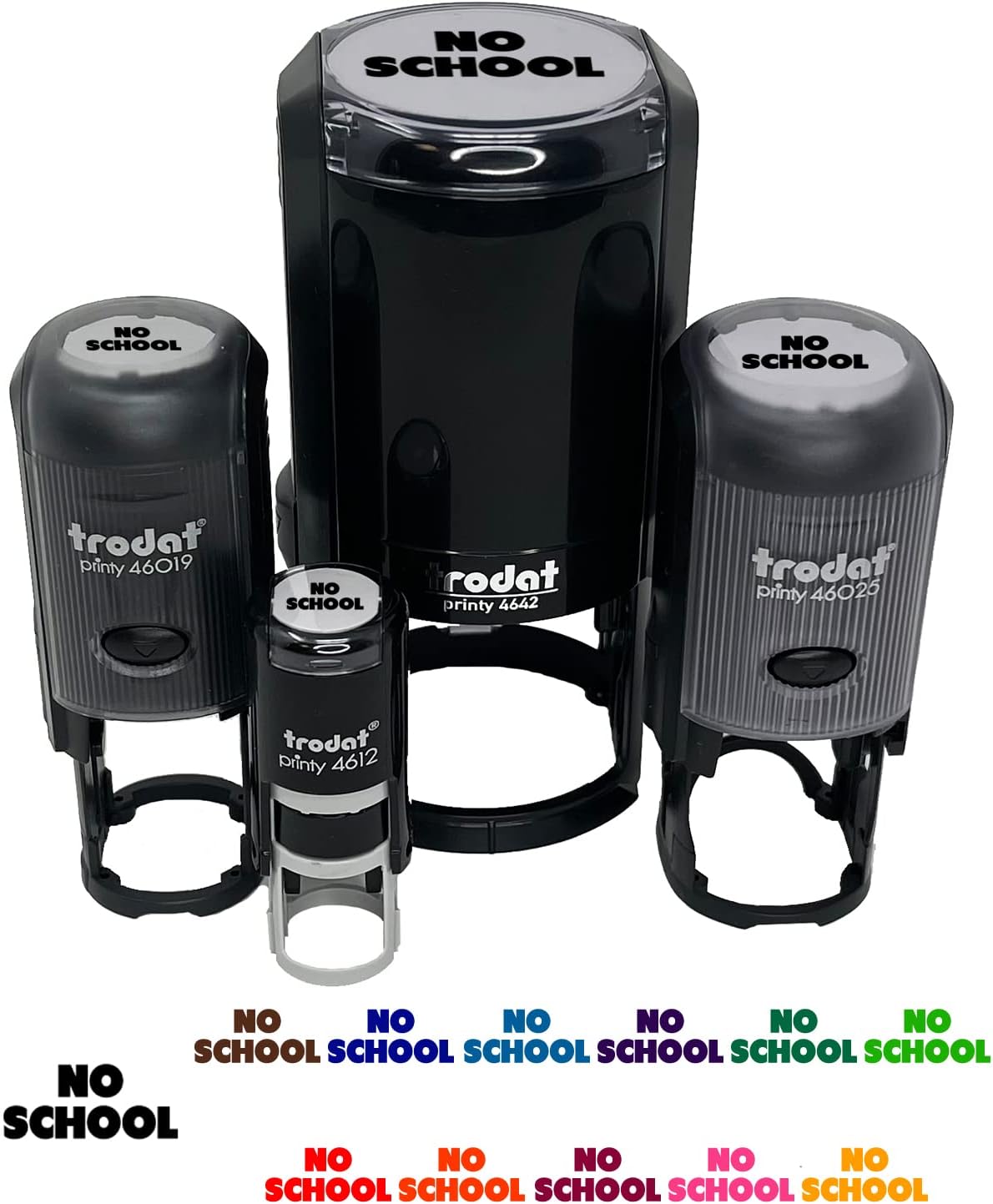 No School Bold Text Self-Inking Rubber Stamp Ink Stamper for Stamping Crafting Planners - 1-1/2 Inch Large - Red Ink