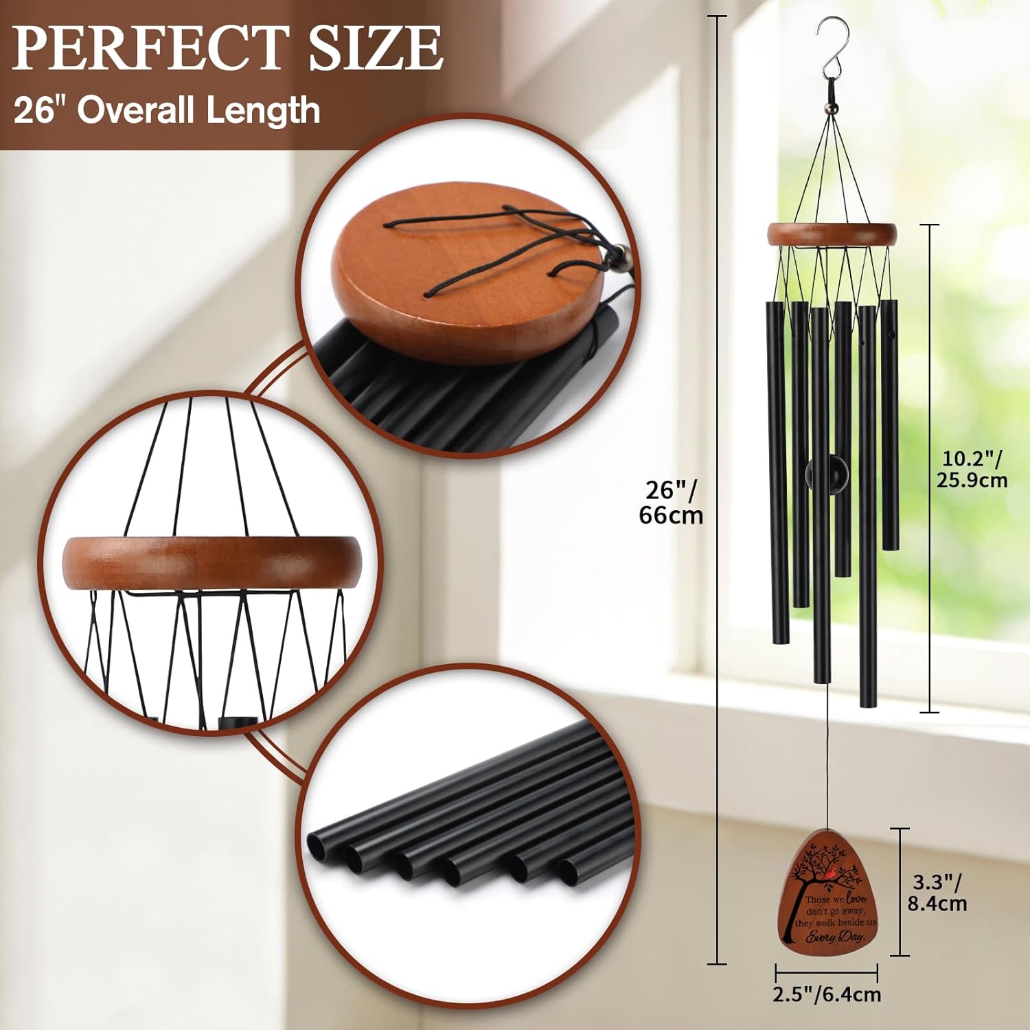 PRSTENLY Memorial Wind Chimes, 26 Inch Memorial Gifts for Loss of Loved One, Sympathy Gift Baskets for Loss of Mom Dad Son Daughter Husband Wife, Bereavement Remembrance Gift in Memory of Loved One - Image 2