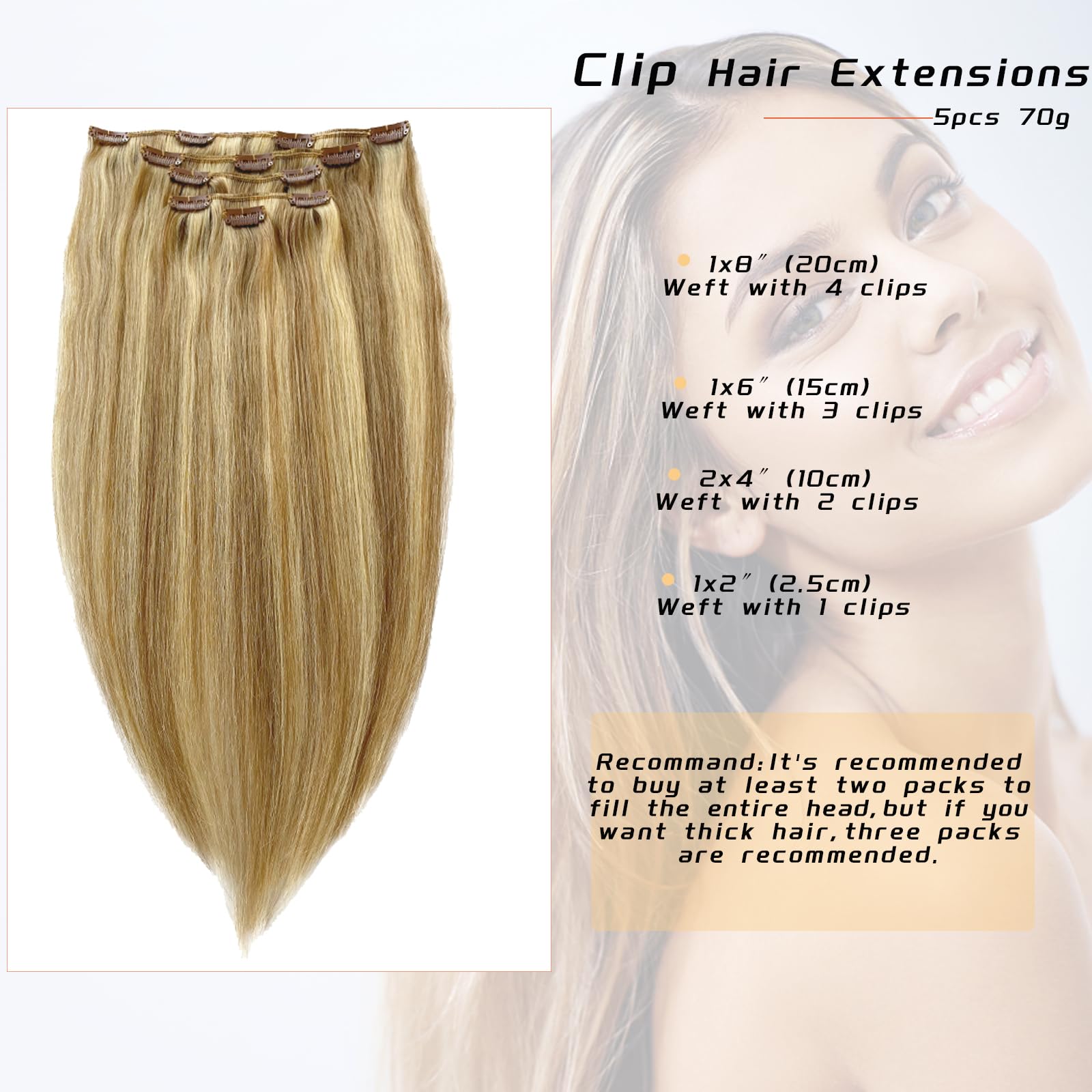 golden blonde 100% remy human hair extension with clips Amazon.com : Real Hair Extensions Clip in Human Hair Golden  main image 2