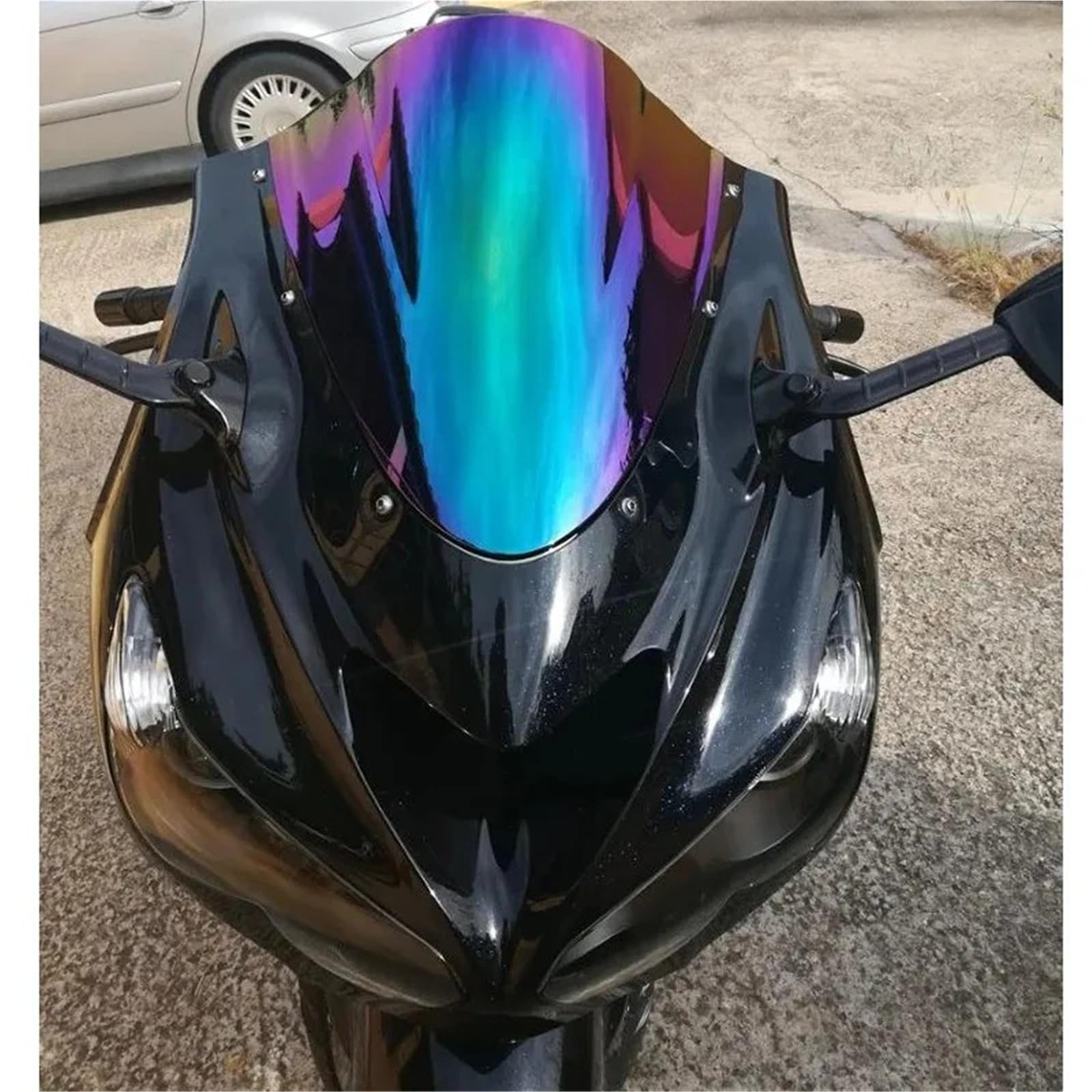 Dla K&awasaki Dla Ninja ZX14R Dla ZZR1400 2006-2021 Deflektor Wiatru Owiewka Motocyklowa Przednia Szyba Skutera Akcesoria Ochronne Szyba przednia motocyklowa(White Iridium)