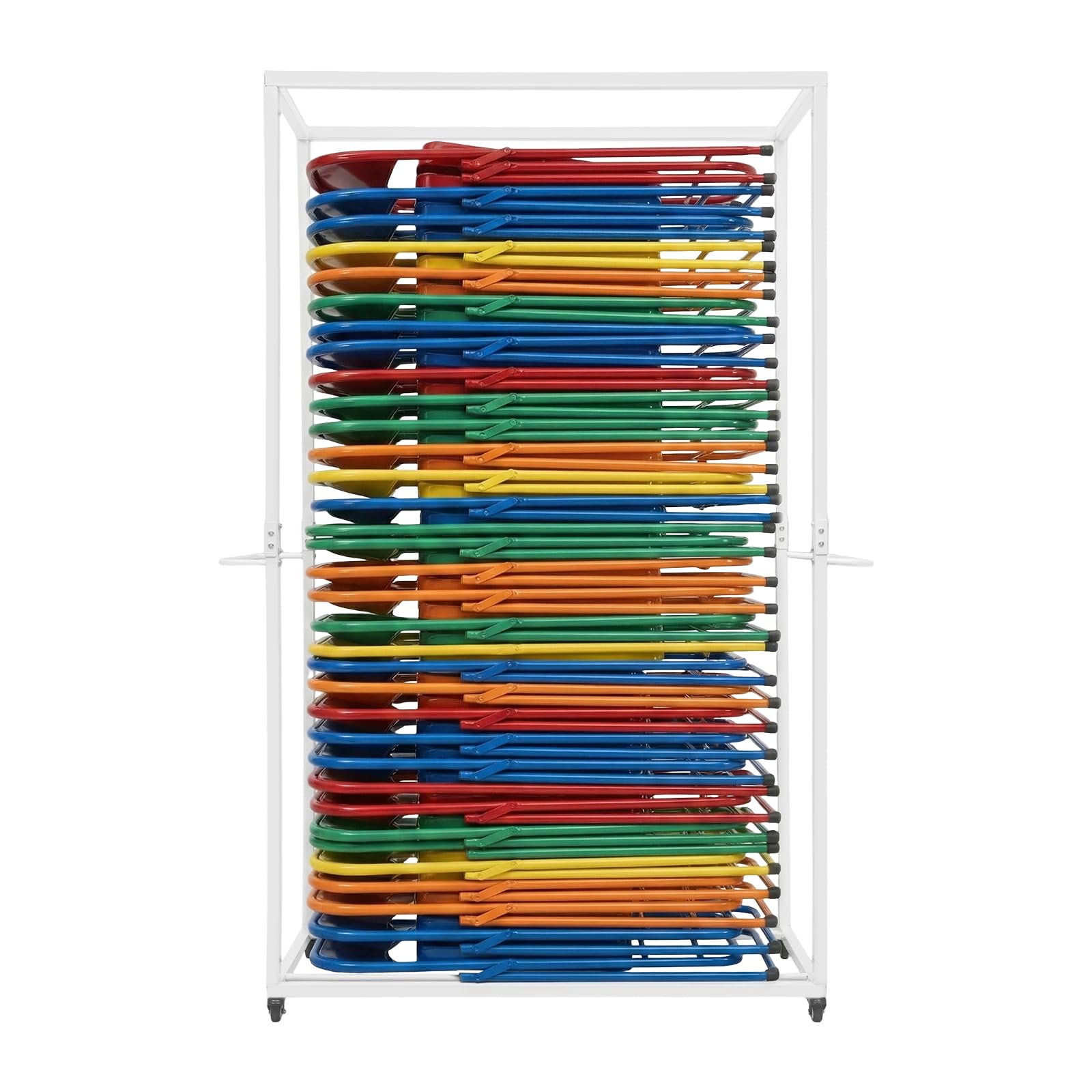 Carro plegable para silla de 100 kg, soporte para silla de hierro con 4 frenos, 105 x 50 x 192 cm, para sillas de comedor plegables, soporte para sillas de comedor para fiestas, hoteles y escuelas