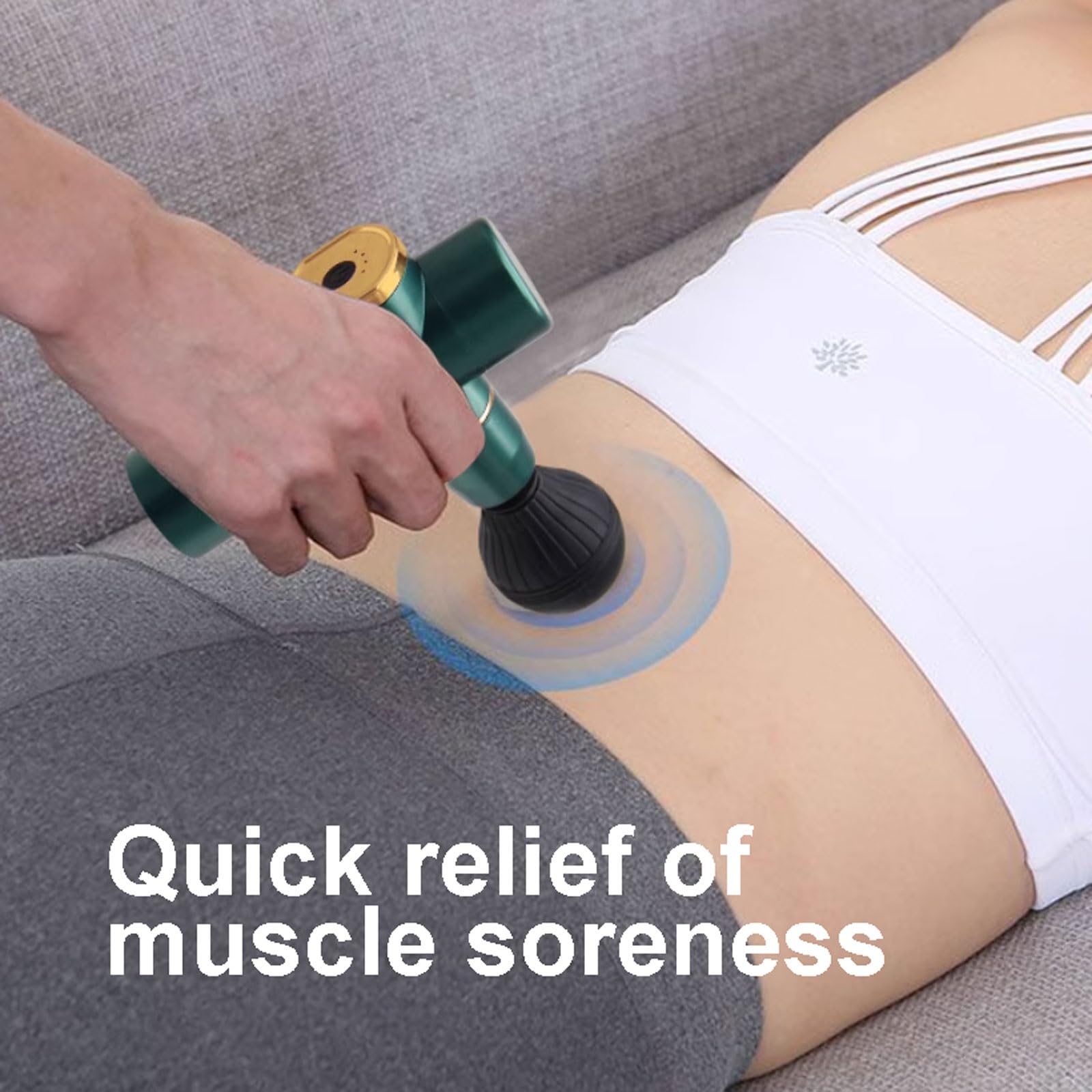 Silenciar Pistola de masaje de plástico con 4 velocidades, silenciosa, de bolsillo, for tejido profundo, for cuerpo, piernas, hombros y espalda. pequeño(Groen)