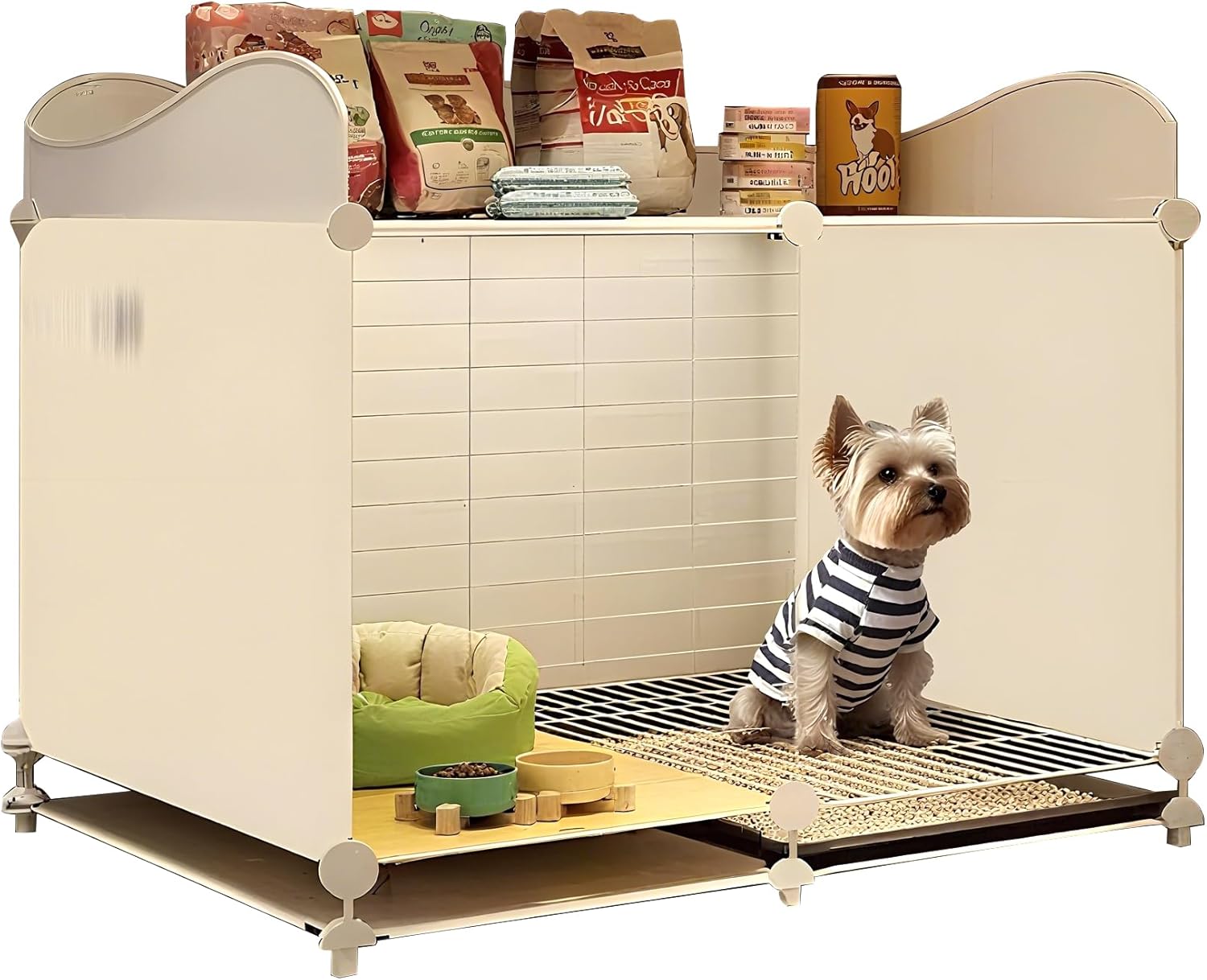 MineSign Dog Crate Furniture 27.6" Dog Kennel Indoor for Puppy Pet Cage with Pull-Out Tray Pet House for Small Animals Rabbit, Guinea Pig, Chinchillas