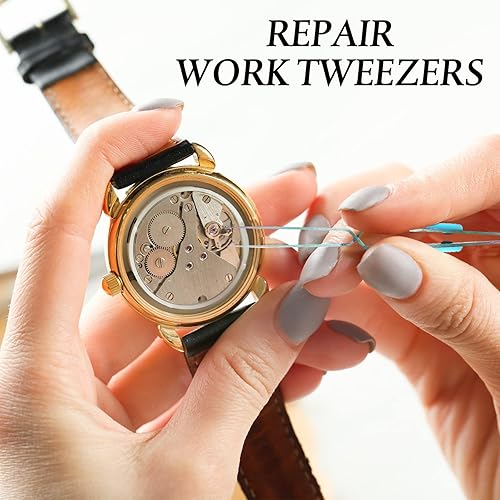 Miniatura 6 de Chumia Pinzas inversas para manualidades, agarre inverso, punta fina curvada, recta, para manualidades, joyería, cuentas, trabajo de laboratorio