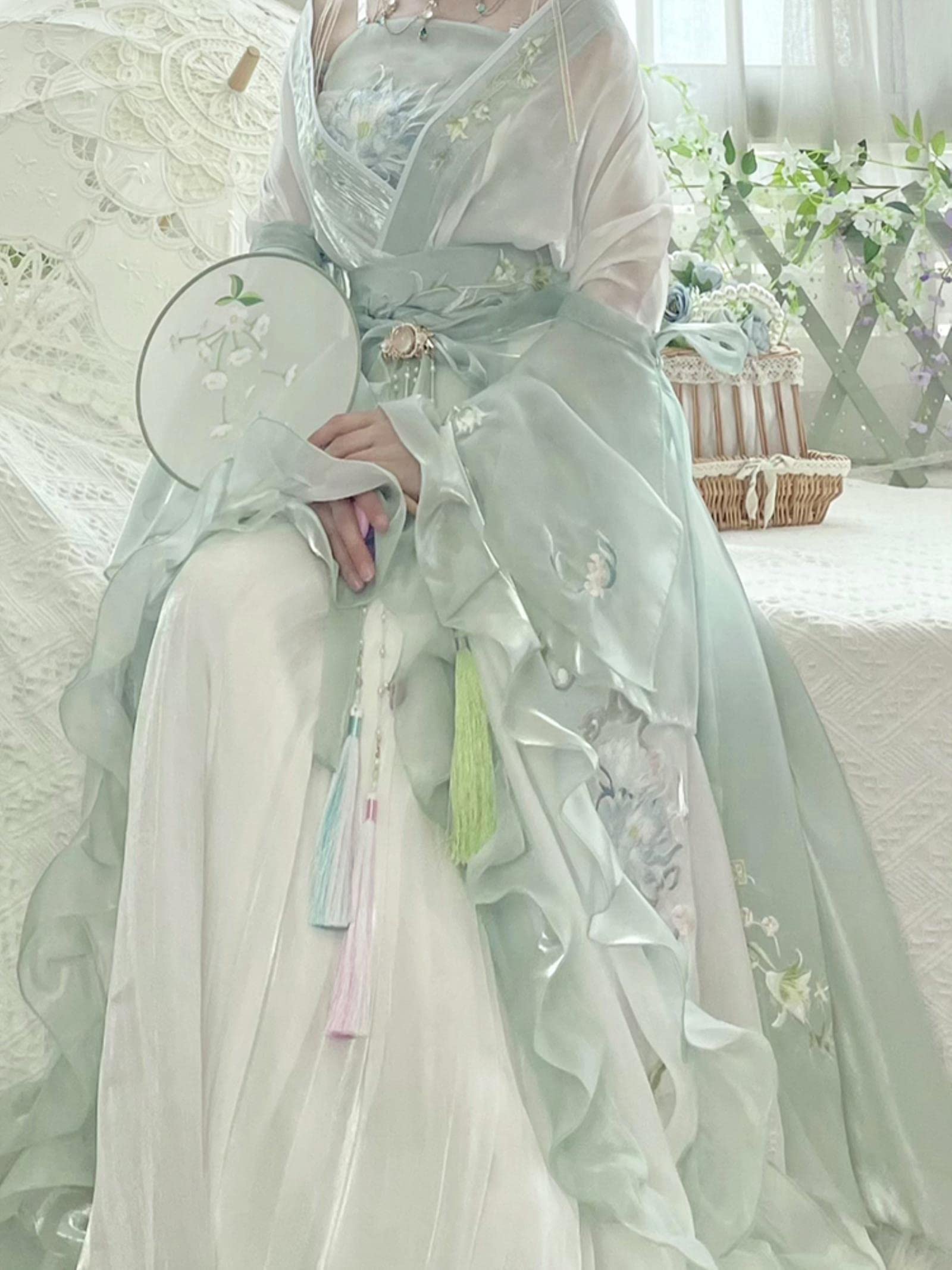Chińska sukienka Hanfu dla kobiet starożytne tradycyjne haftowane zestawy Hanfu karnawał wróżka kostium cosplay zielona sukienka do tańca Hanfu