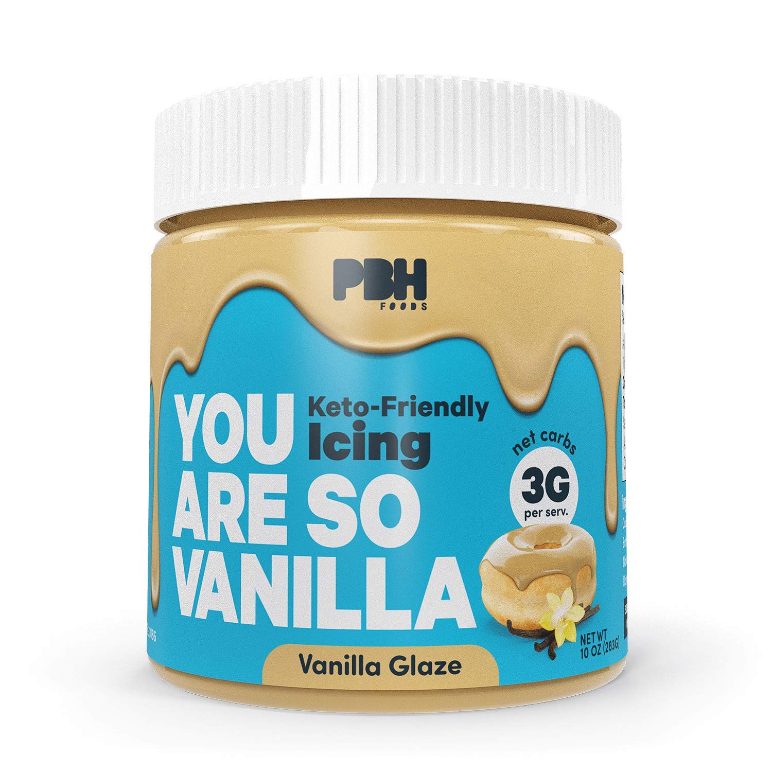 Vanilla Keto Icing by PBH Foods / Just 3 Net Carbs per serving / Vegan, Gluten Free, Dairy Free, Low Carb, Naturally Sweetened / 10 oz. Jar (Vanilla)