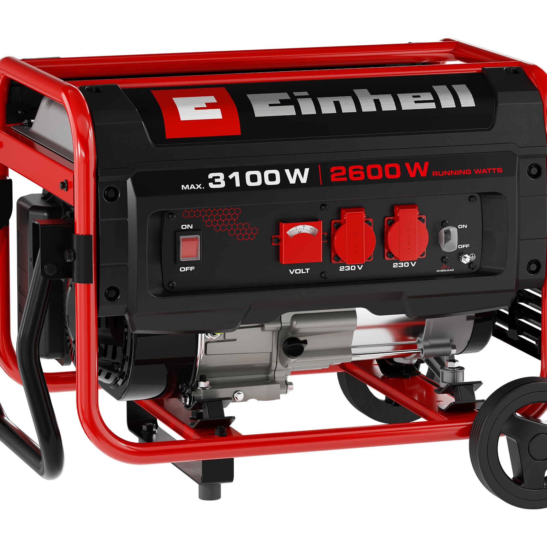 Einhell generador eléctrico (gasolina) TC-PG 3100 | 3100 W potencia máx. | 2600 W potencia continua máx. | depósito 15 L | motor 4 tiempos | 2x 230 V | hasta 11 h a 2/3 carga