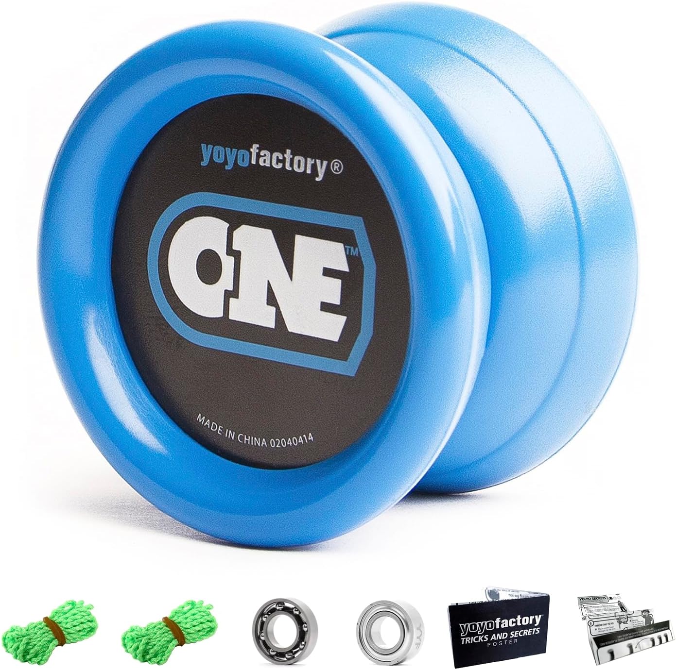 YoyoFactory ONE Yo-Yo - Blue (modern spinning yoyo, beginner to pro, 2 different level ball-bearings included, comes with string)