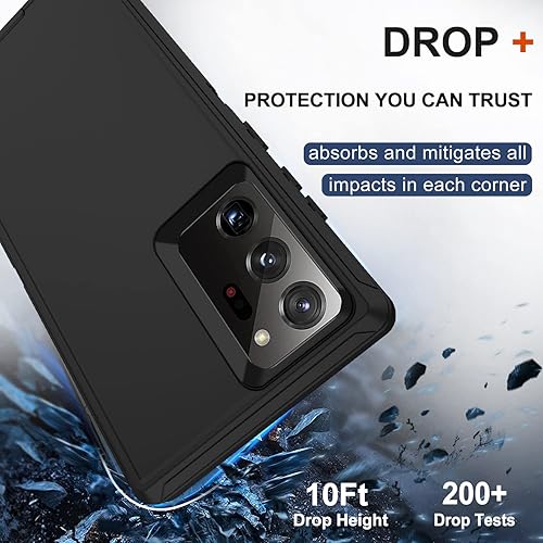 Miniatura 4 de Funda para Galaxy Note 20 Ultra con funda de clip para cinturón, 2 protectores de pantalla, grado militar, cuerpo completo, resistente, a prueba de