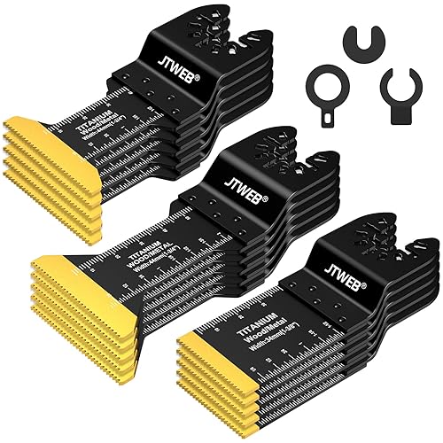 Miniatura 9 de JTWEB 30 hojas de sierra oscilante de titanio, corte de metal, cuchillas multiherramienta oscilantes, cuchillas de metal, cuchillas