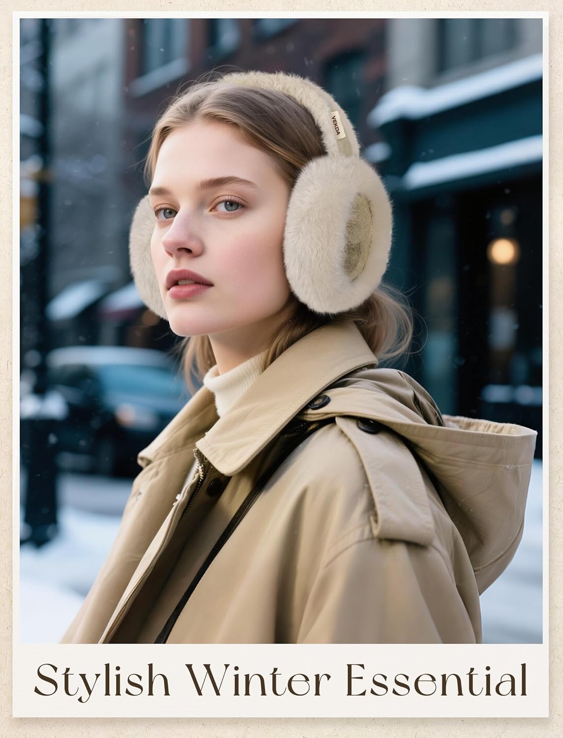 VEKDA Ear Muffs for Winter Women Fuzzy Ear Warmers Foldable Cute Earmuffs - Image 5