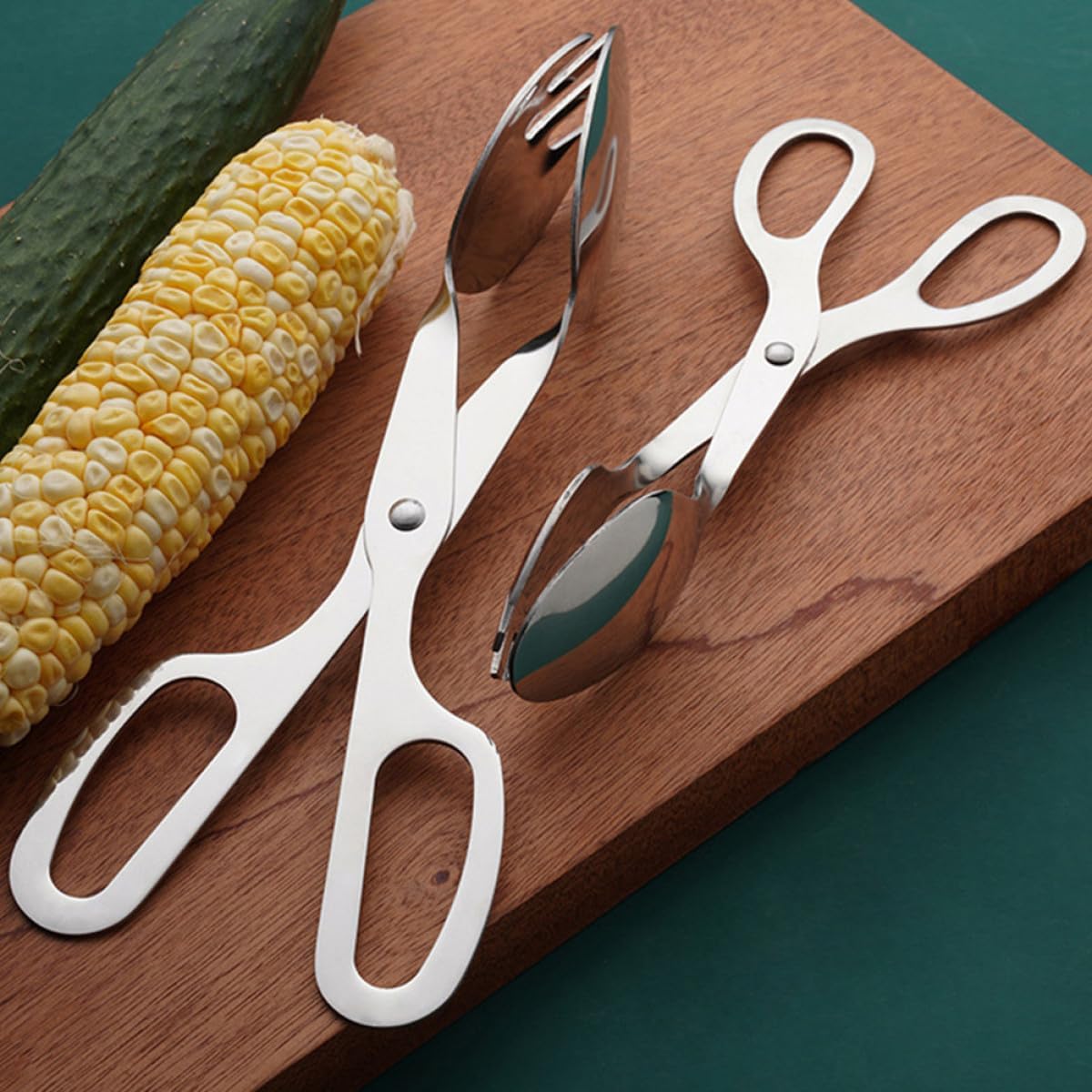 Stainless Steel Salad Tong Non-slip Handle Metal Bread Clip Food Serving Utensil for Parties Weddings Bbq and Buffet