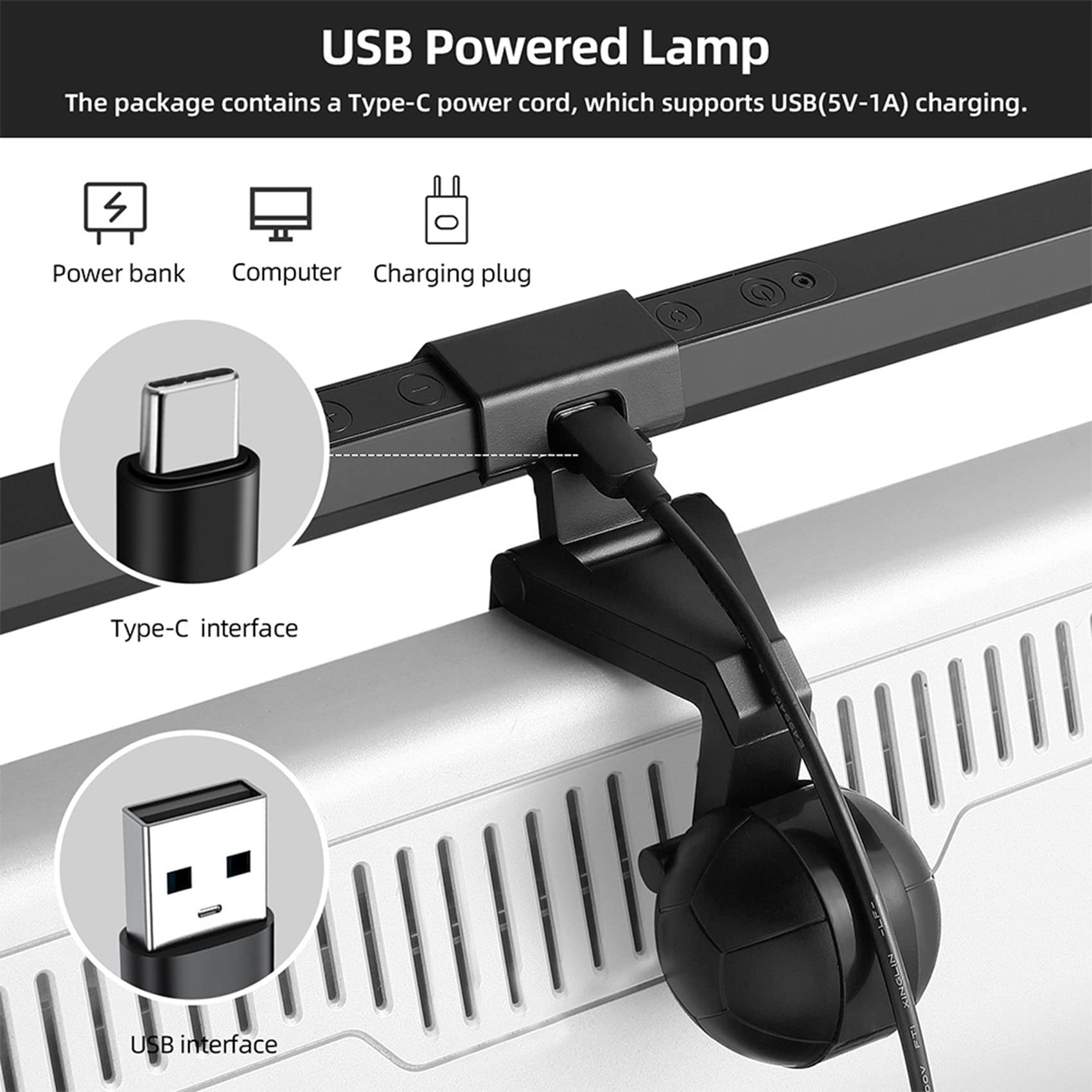 2X 40CM Dimming Desktop Monitor Lampada Schermo Alluminio Eye-Care LED Lightbar USB Powered