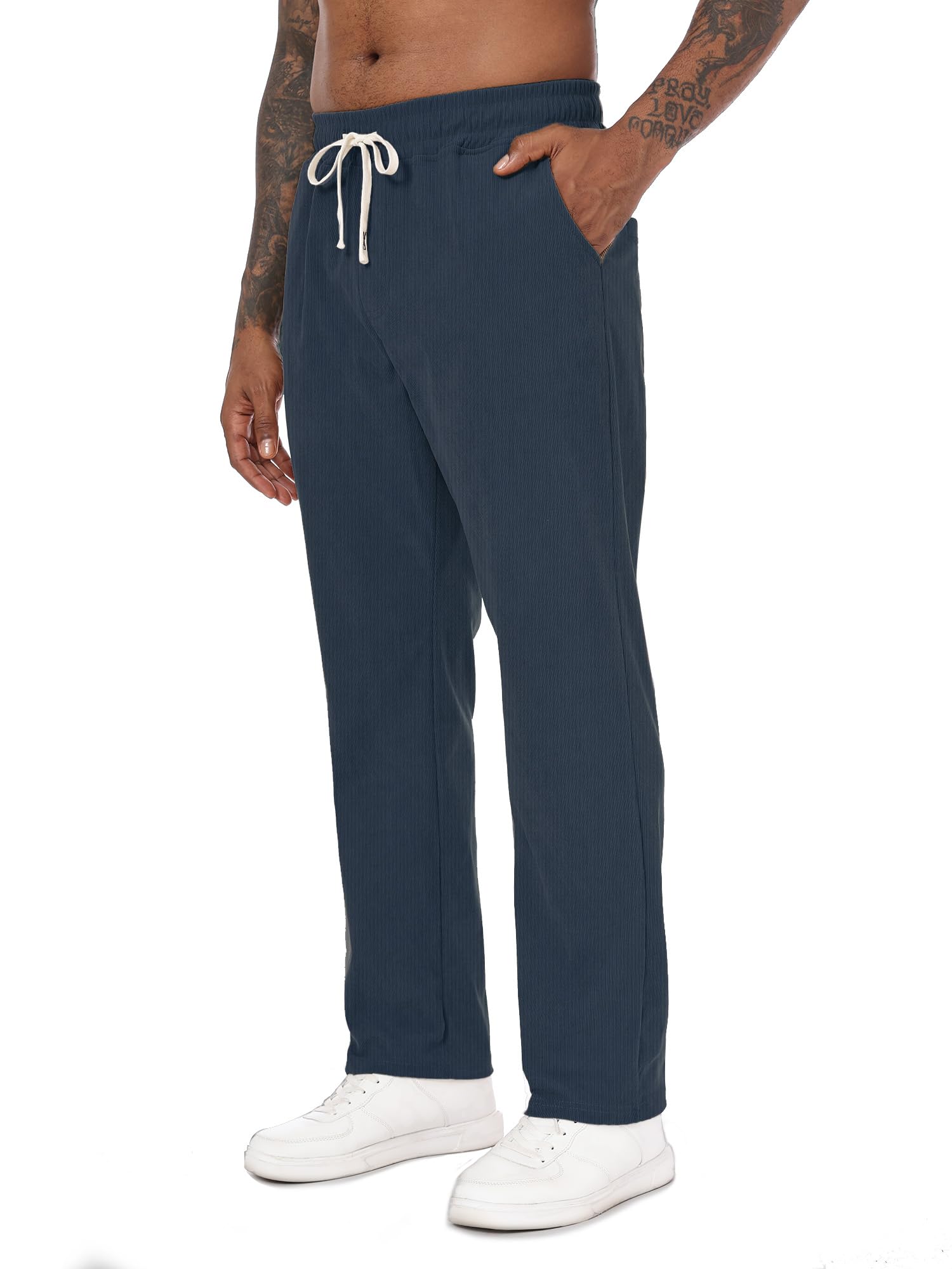 Yageshark Herren Cord Jogginghose - Bequeme Freizeithose mit Taschen & elastischem Bund für Alltag & Büro