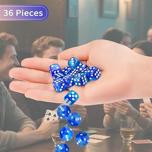 Vista 83 de Juego de 36 dados de 0.472 in de 6 caras de 0.472 pulgadas, juego de dados D6 de colores translúcidos, dados estándar de 6 caras