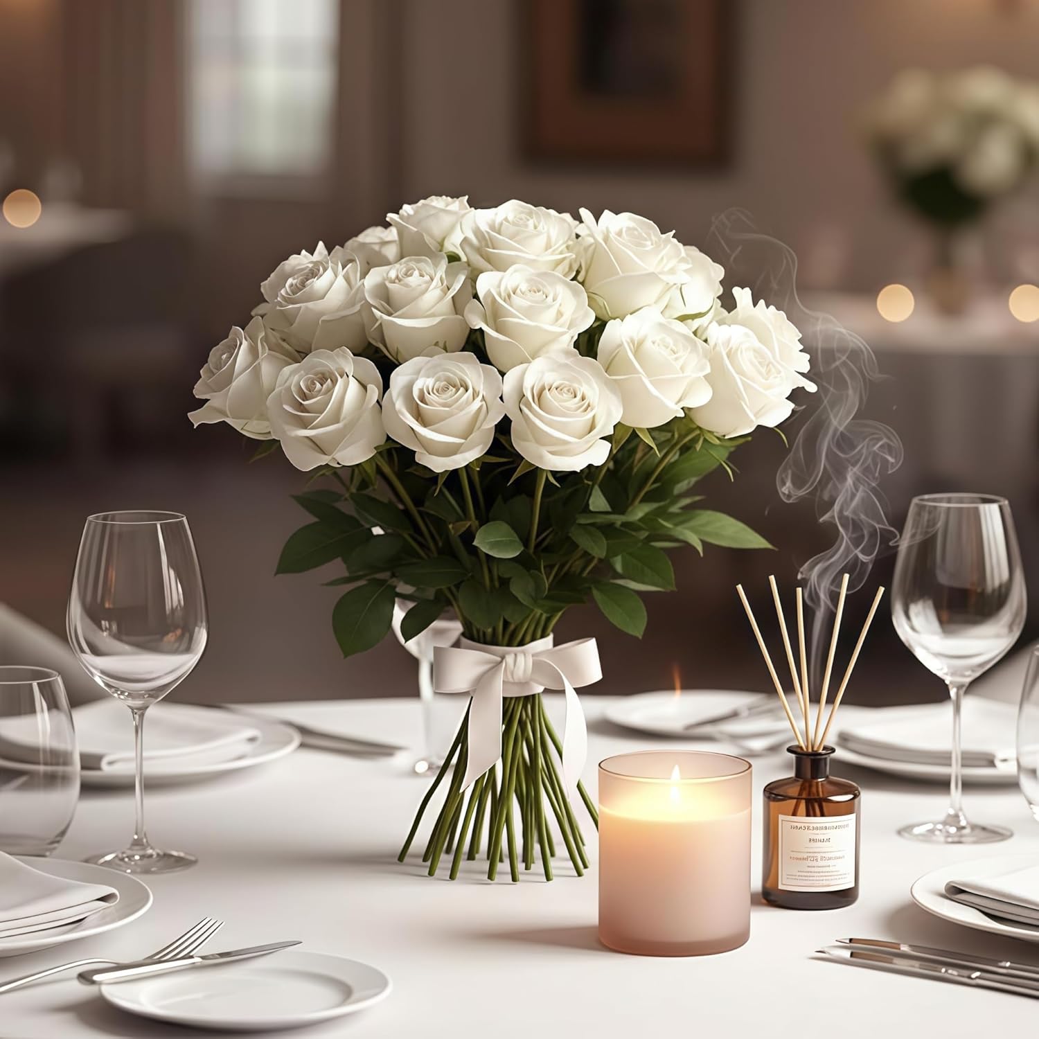 72-Piece Bulk Faux White Roses, Elegant White Artificial Roses for Bridal Bouquet Valentine's Day Home Wedding Decor