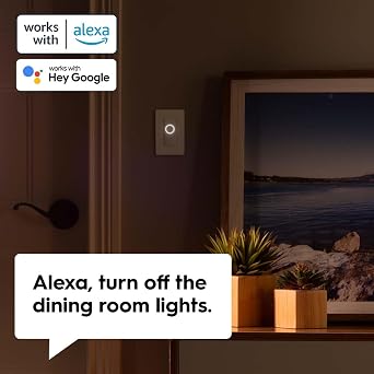 GE CYNC Smart Dimmer Light Switch, No Neutral Wire Required, Bluetooth and 2.4 GHz WiFi 3-Wire Switch, Works with Amazon Alexa and Google Home, White (1 Pack)