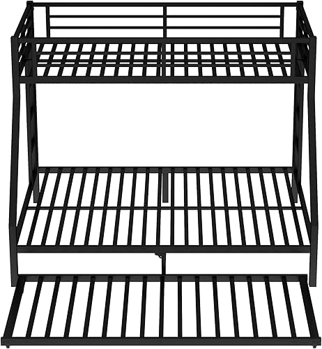 Miniatura 73 de Harper & Bright Designs Litera de metal completo sobre tamaño matrimonial para adultos, marco de cama de metal resistente con escalera y correas de