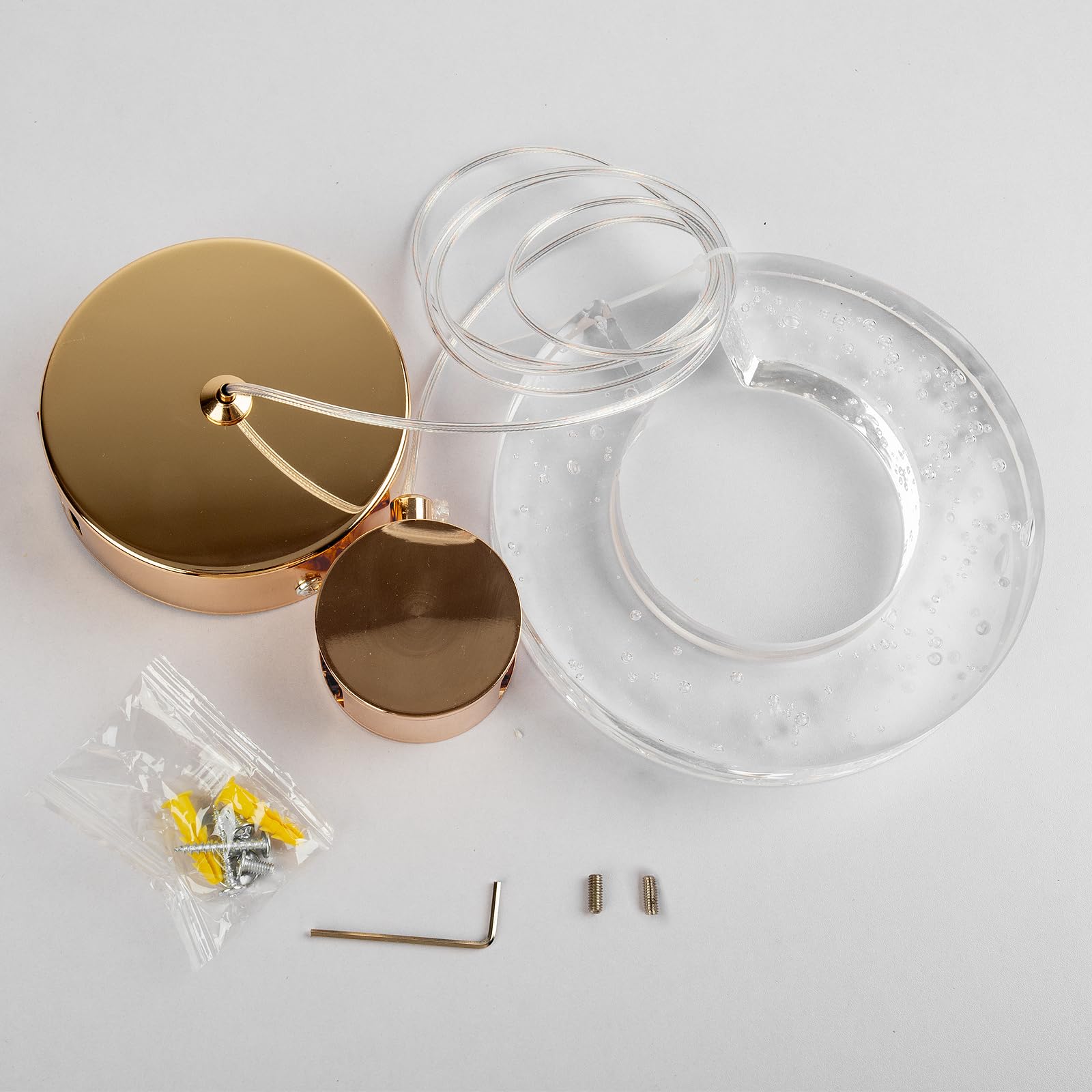 Chrasy E27 Moderno Lampada a Sospensione in Vetro Cristal Cerchio Lustre Lampadari da Interno Vetro Strutturato Ottone per Isola Cucina Sala Da Pranzo per Sala da Pranzo Decorazione