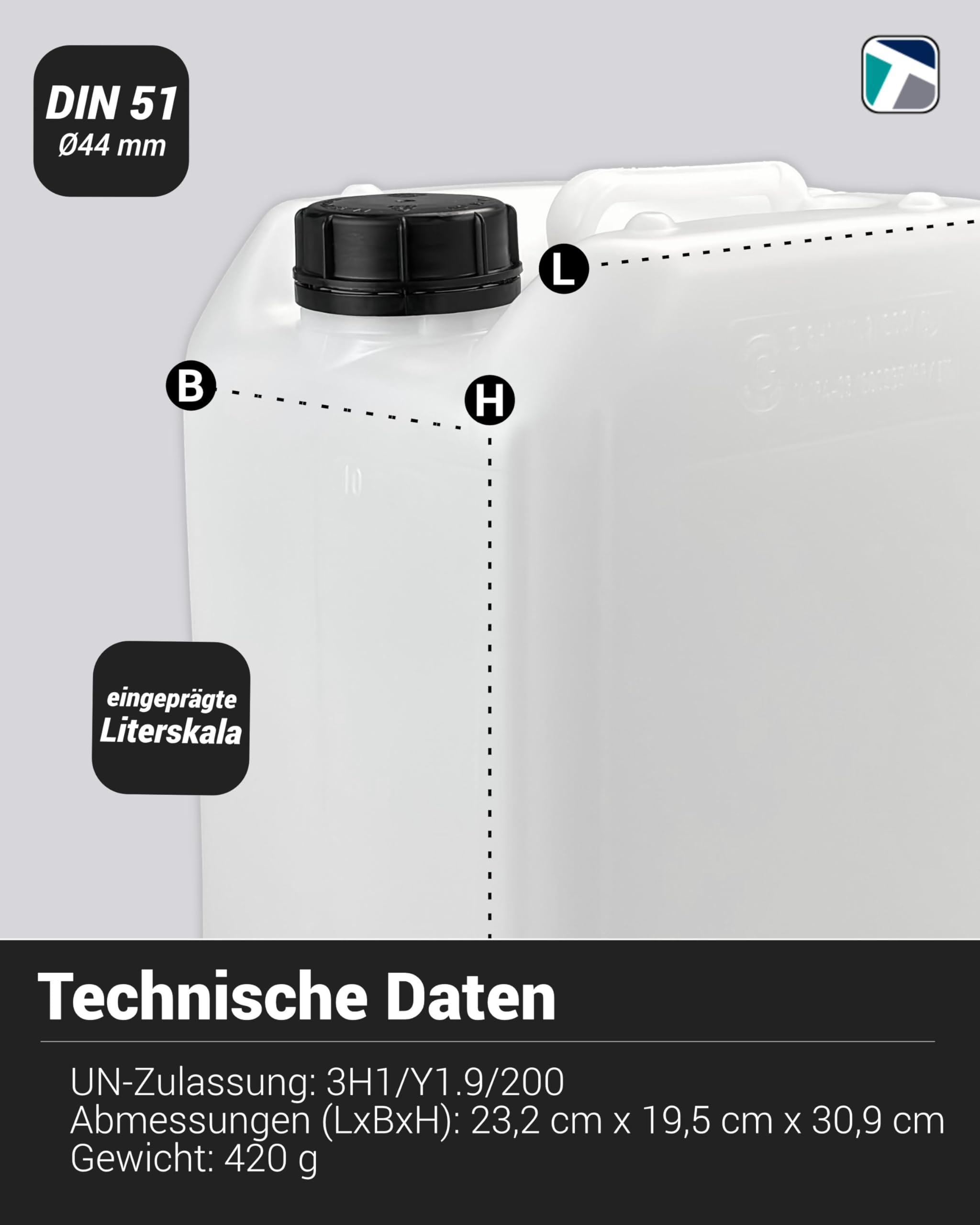 Trevendo 16er-Set Wasserkanister - Leerkanister - Kunststoffkanister (10 Liter, DIN51) - lebensmittelecht & BPA-frei - inkl. Trevendo Beschriftungsetiketten