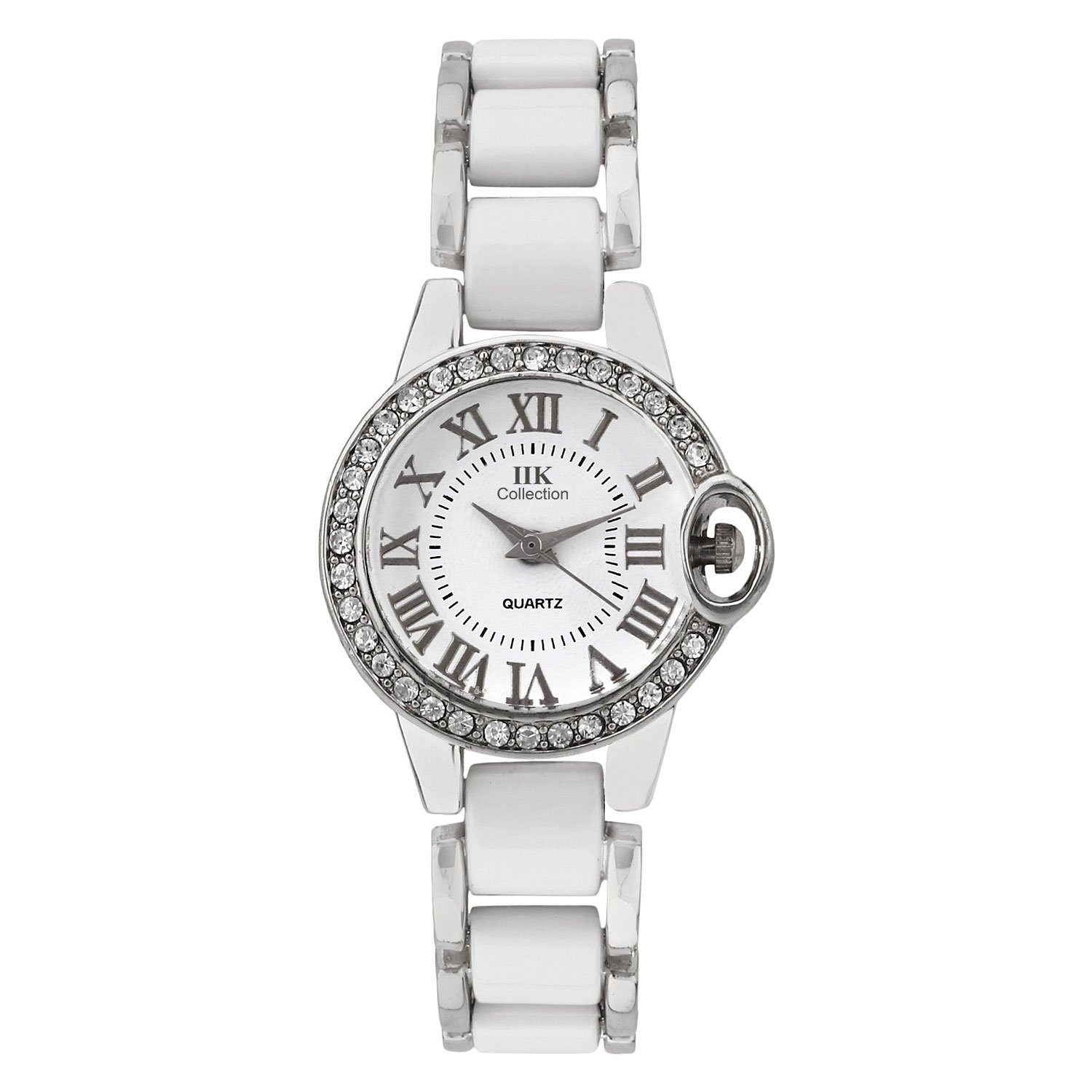 IIK COLLECTION Round Studded Dial Metal Bracelet Chain Strap Analogue Wrist Watch For Women And Girls - White, Multicolor (B01N6DQ4US) Amazon Price History, Amazon Price Tracker
