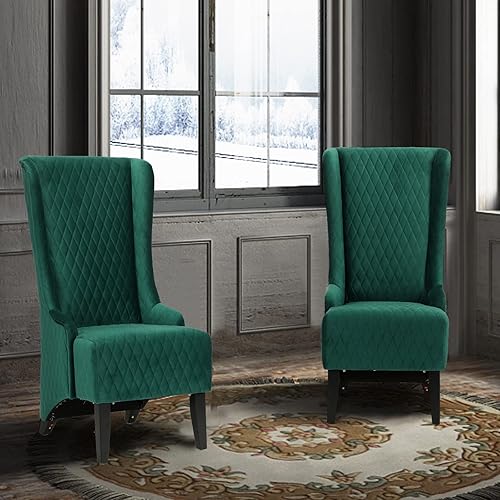 Miniatura 10 de Henf Silla decorativa tapizada con respaldo de ala de 22 pulgadas de ancho, silla de piel sintética, silla auxiliar moderna, silla de ocio, respaldo