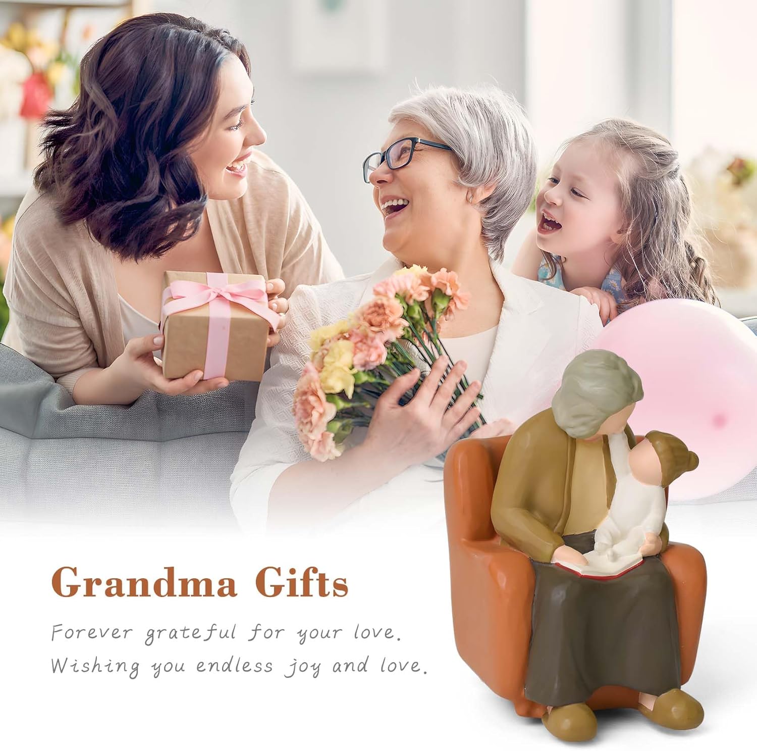 Lnrkai Gifts for Grandma, Great Grandma Gifts for Mother's Day Anniversary, First Time Grandmother Gift, Sculpted Hand-Painted Nana Figure - Image 4