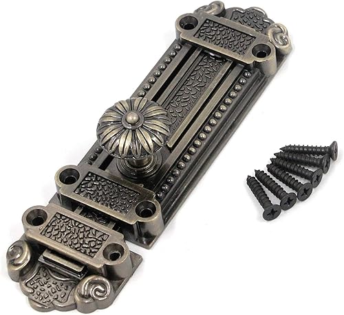 Geesatis Pestillo de cerradura de seguridad para puerta corrediza de bronce, con tornillos de montaje, longitud de 5 pulgadas
