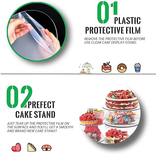 Miniatura 2 de LEPump 2 soportes acrílicos para tartas de boda transparentes rellenables de 10 x 4 pulgadas y 6 x 4 pulgadas, caja redonda de 2 niveles con tapa,