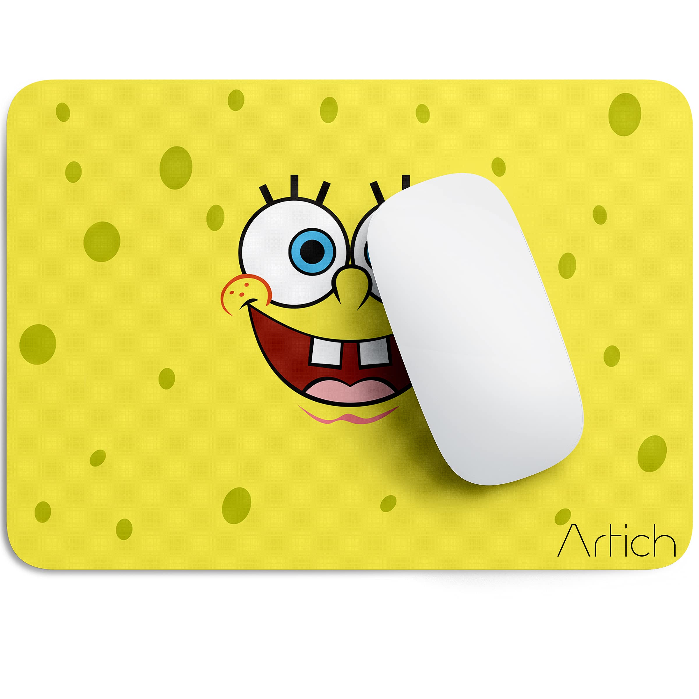 Artich Designer Gaming Mouse Pad for Office Laptop/Computer with Super Soft Non-Slip Rubber Base and Lycra Cloth Surface for Silky Touch Rectangle (Smiling Spongebob)-image-40