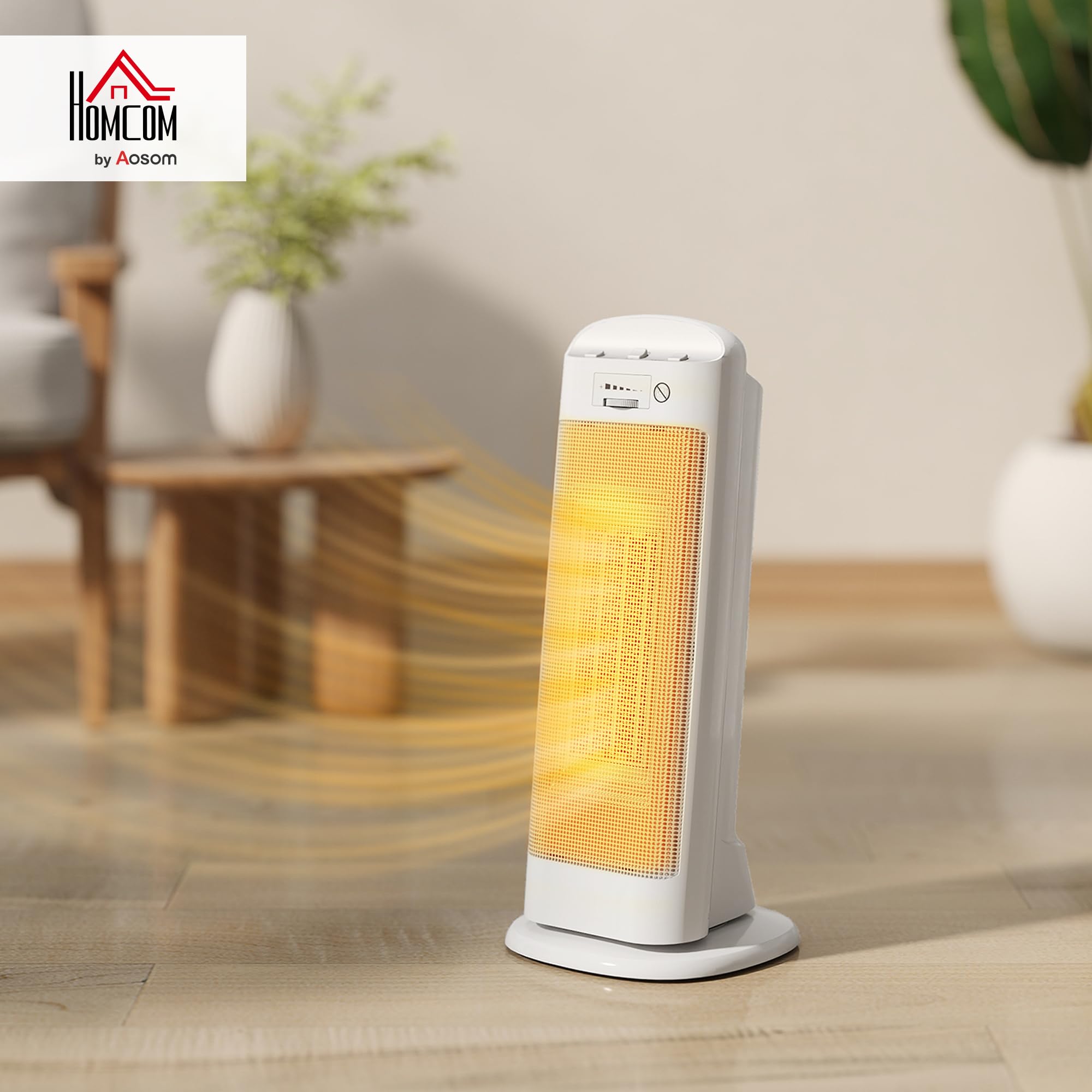 HOMCOM Stufa Elettrica Ceramica 2000W Termoventilatore 4 Modalità Bianco | Riscaldamento Regolabile, Oscillazione a 55°, Protezione da Surriscaldamento e Ribaltamento, per Casa e Ufficio