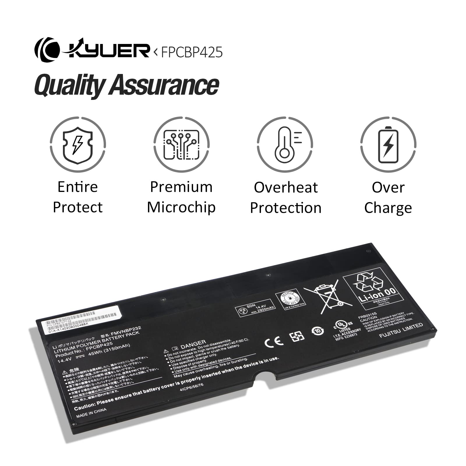 45Wh FPCBP425 FPCBP425AP Bateria do Fujitsu LifeBook U745 T904 T935 T936 VFY i7-5600u i5-5200u T9040MXA11DE T9040MXE11NL T9040MXP11DE T9350M451BDE T9350M47APDE 2-in-1 Ultrabook FMVNBP232 FPB0315S