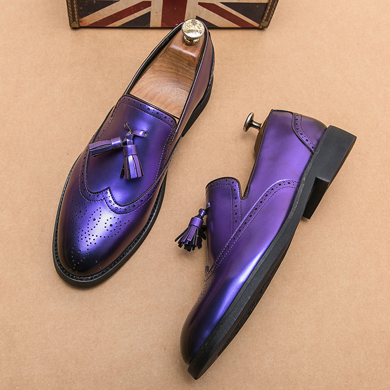 Mocasines para hombre, con borlas, de piel sintética, de primera calidad, de cuña, planos, para uso formal y casual