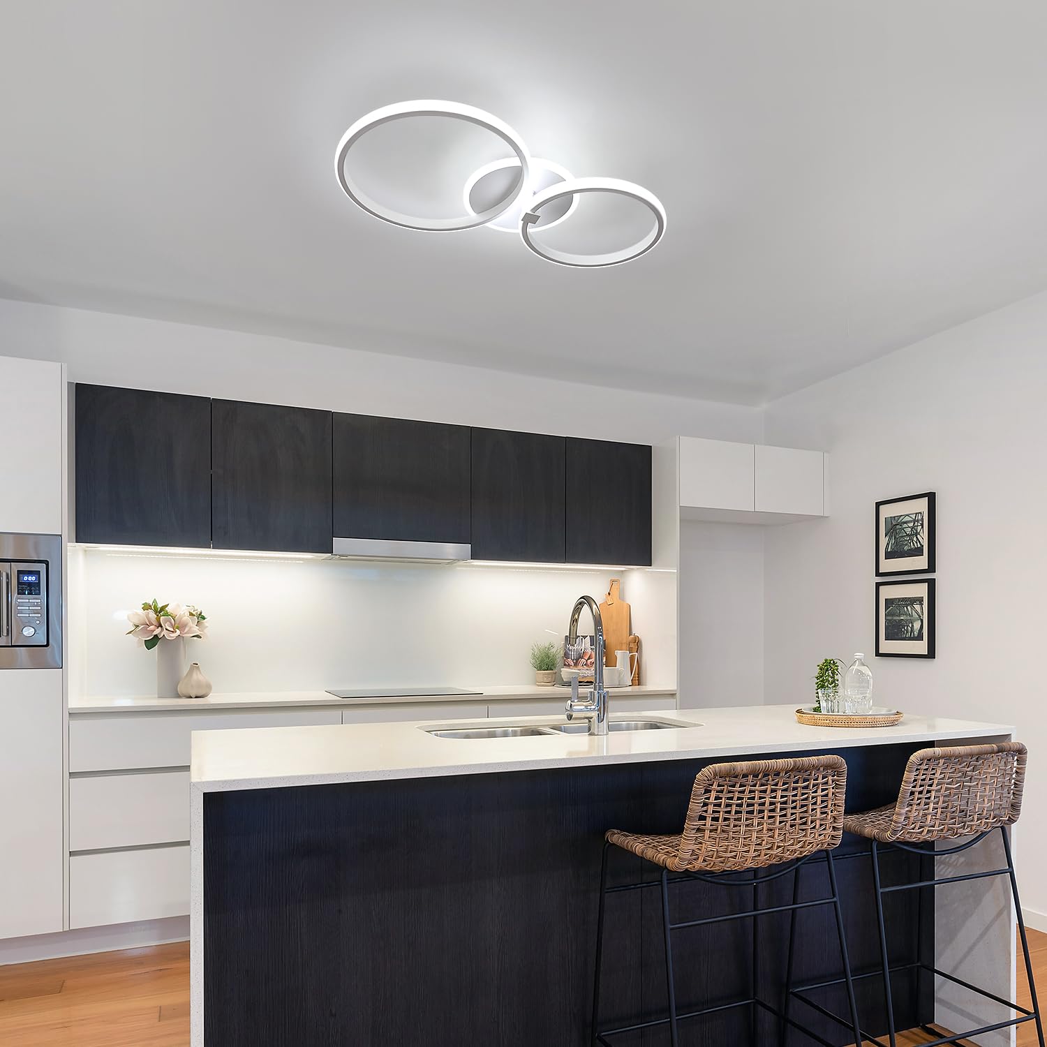 Comely Plafon LED Nowoczesny, 42W 4700LM Okrągły Design Oprawa Sufitowa LED, 6500K Zimna Biała Lampa Sufitowa Biała Do Sypialni, Salonu, Kuchni, Holu, Biura