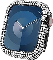 Vista 11 de Surace - Carcasa de 1.61 pulgadas compatible con Apple Watch Series 9, 8, 7, con protector de bordes con más de 400 diamantes de cristal