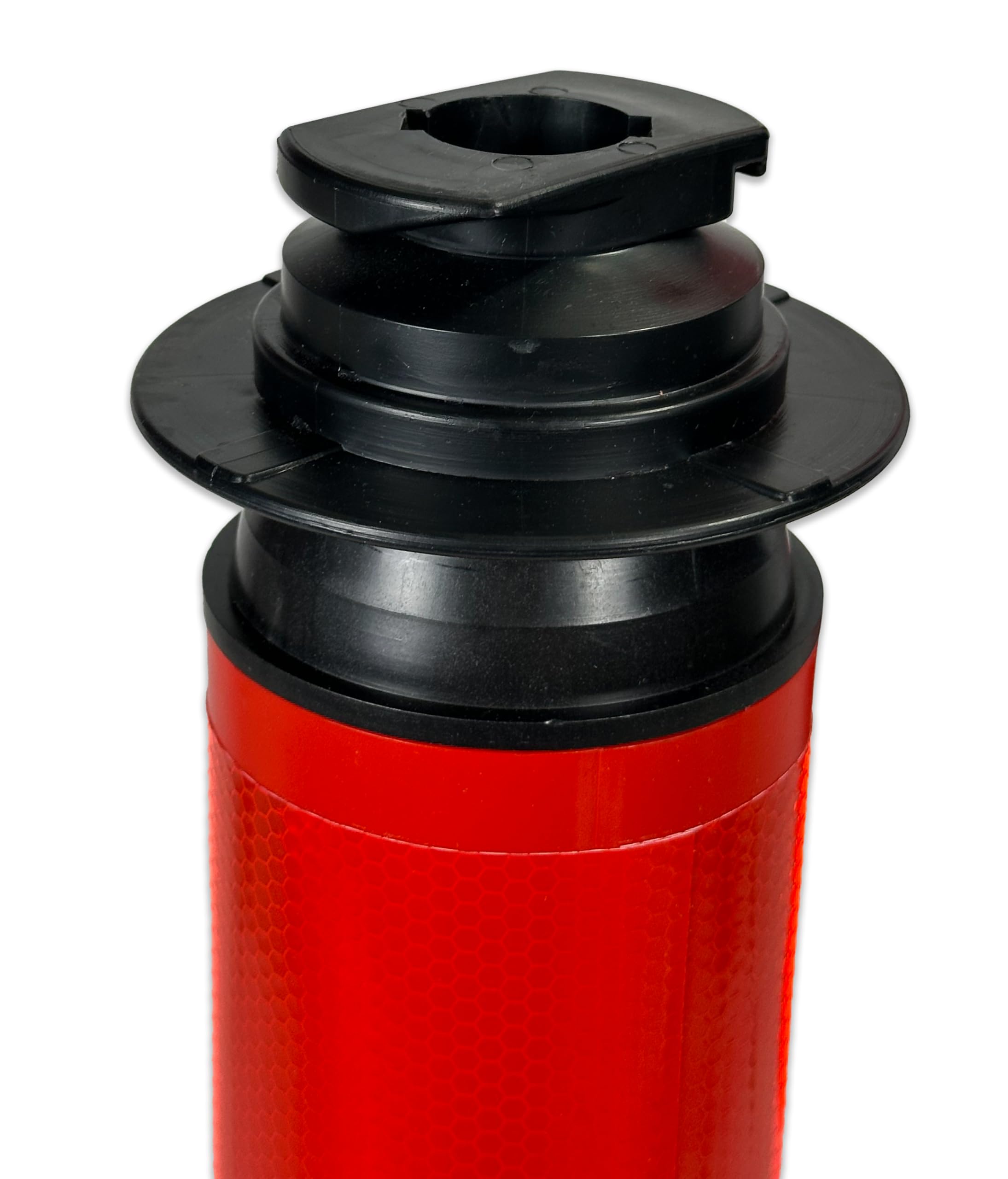 Leitpoller - UvV-Swingback Leitzylinder rot-weiß mit Bandfederung - extra stark reflektierend - Absperrung (1000mm)