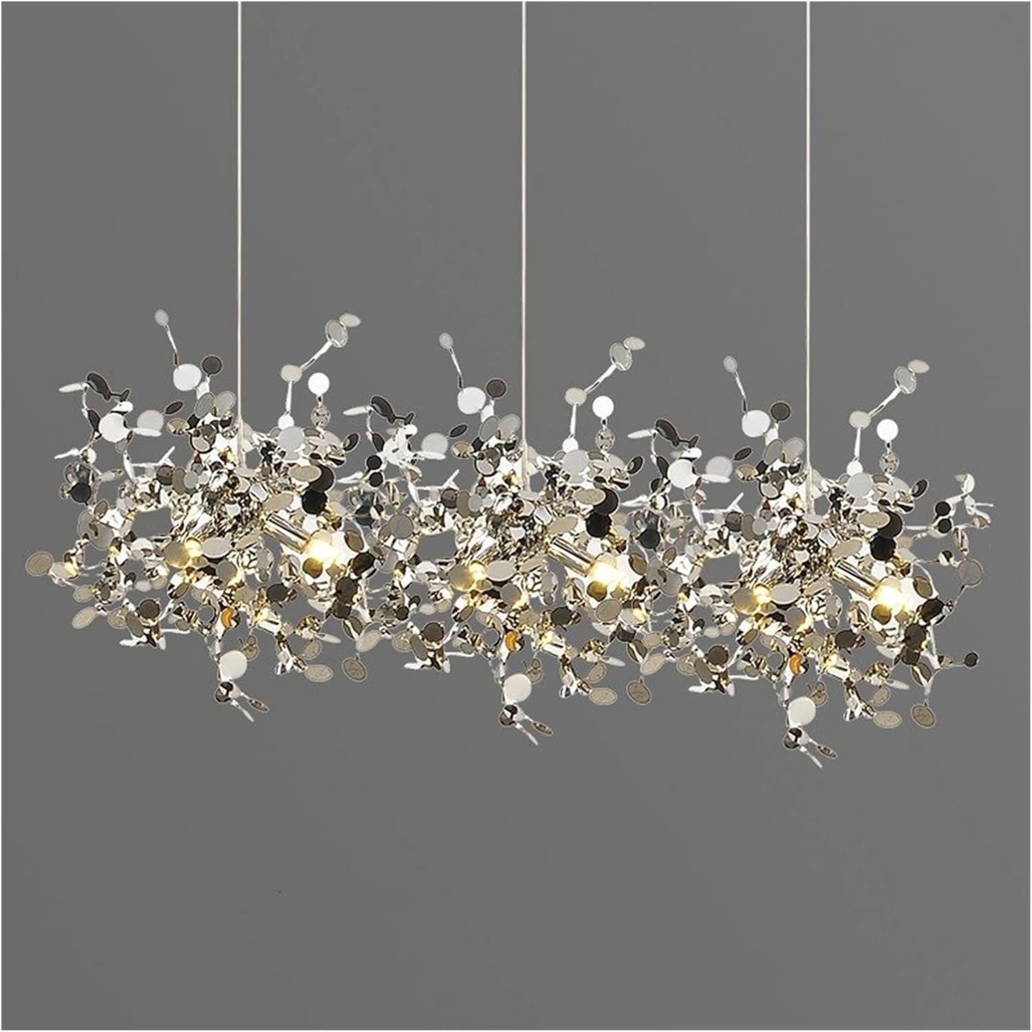 HYJAUSXB Chandelier, Chandelier Modern Led Pendant Lights - Stainless Steel Ceiling Hanglamp Light for Kitchens(Tricolor,Sliver 3 Heads)