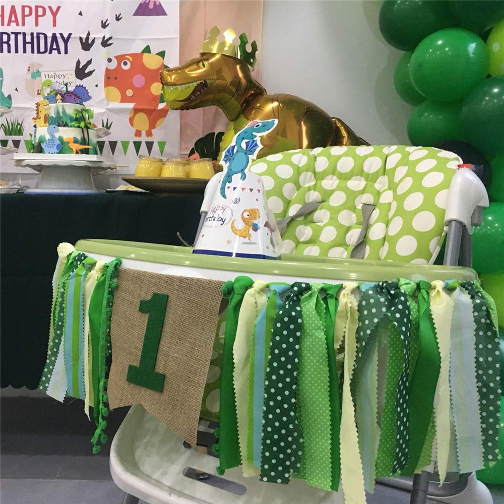 Field Green Style First Birthday Highchair Banner - Baby Boy Girl Garland Decoration & Photo Prop