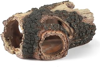 IBWell Realistic Resin Aquarium Log Hideout - Fake Wood Fish Tank Decor, Reptile Cave for Turtles, Geckos, Small Fish up to 20 Gallons