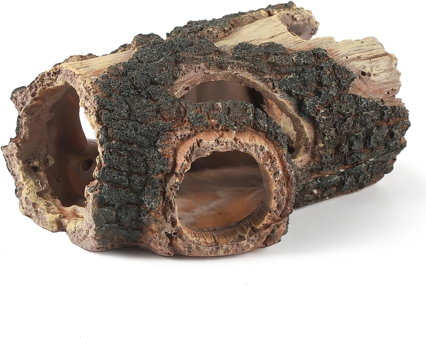 IBWell Aquarium Wood Fish Tank Decorations๏ผResin Fake Logs Terrarium DรCor, Reptile Hide Aquarium Hideout for Fish Cave, Small Turtles, to 20 Gallon Tank