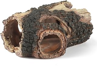 IBWell Aquarium Wood Fish Tank Decorations,Resin Fake Logs Terrarium DÉCor, Reptile Hide Aquarium Hideout for Fish Cave, Small Turtles, to 20 Gallon Tank