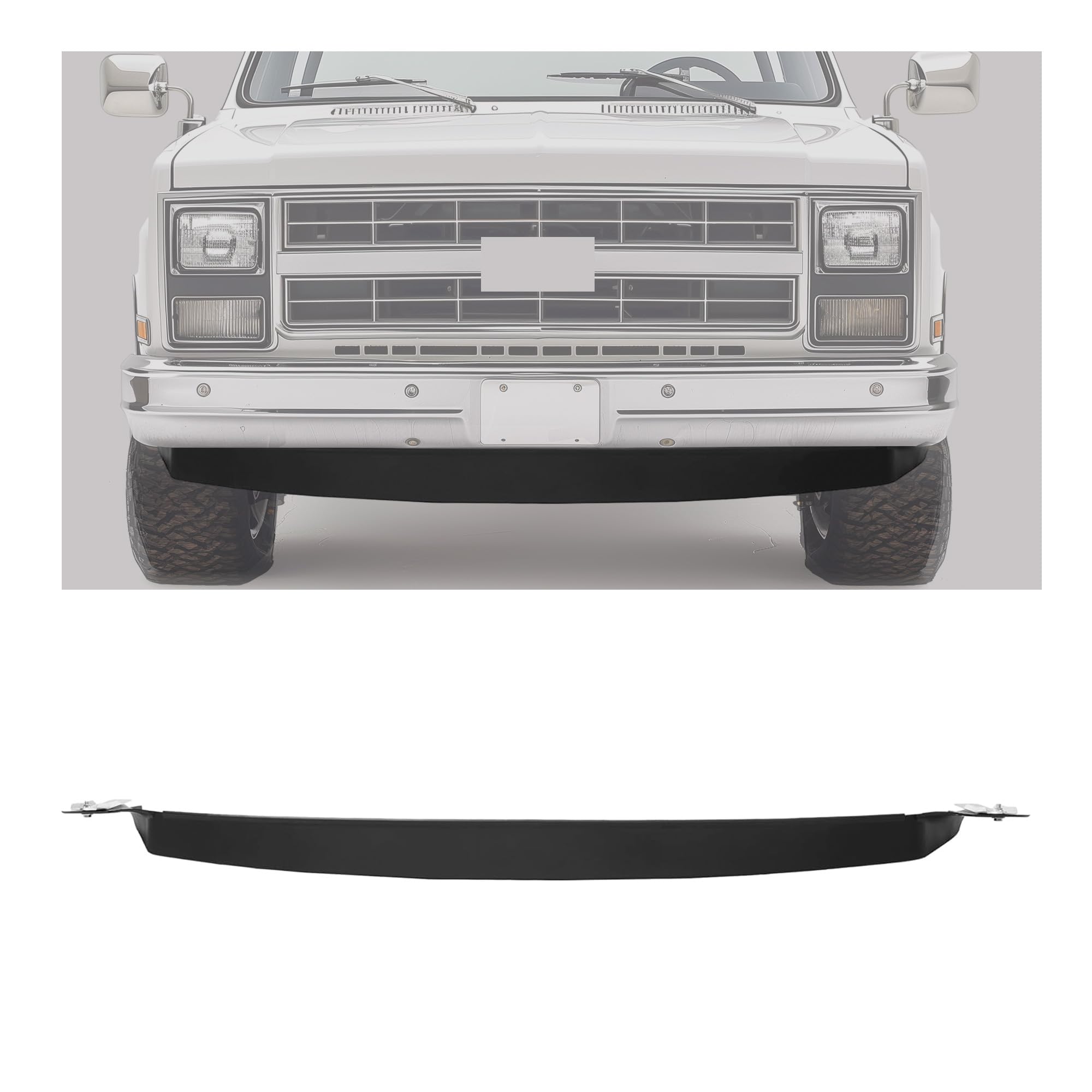KUAFU Front Bumper Lower Valance Air Dam Compatible with 1981-1986 Chevy Chevrolet K10 K20 K30 GMC K1500 K2500 K3500 Air Deflector 4WD Replacement for GM1092123 15569086
