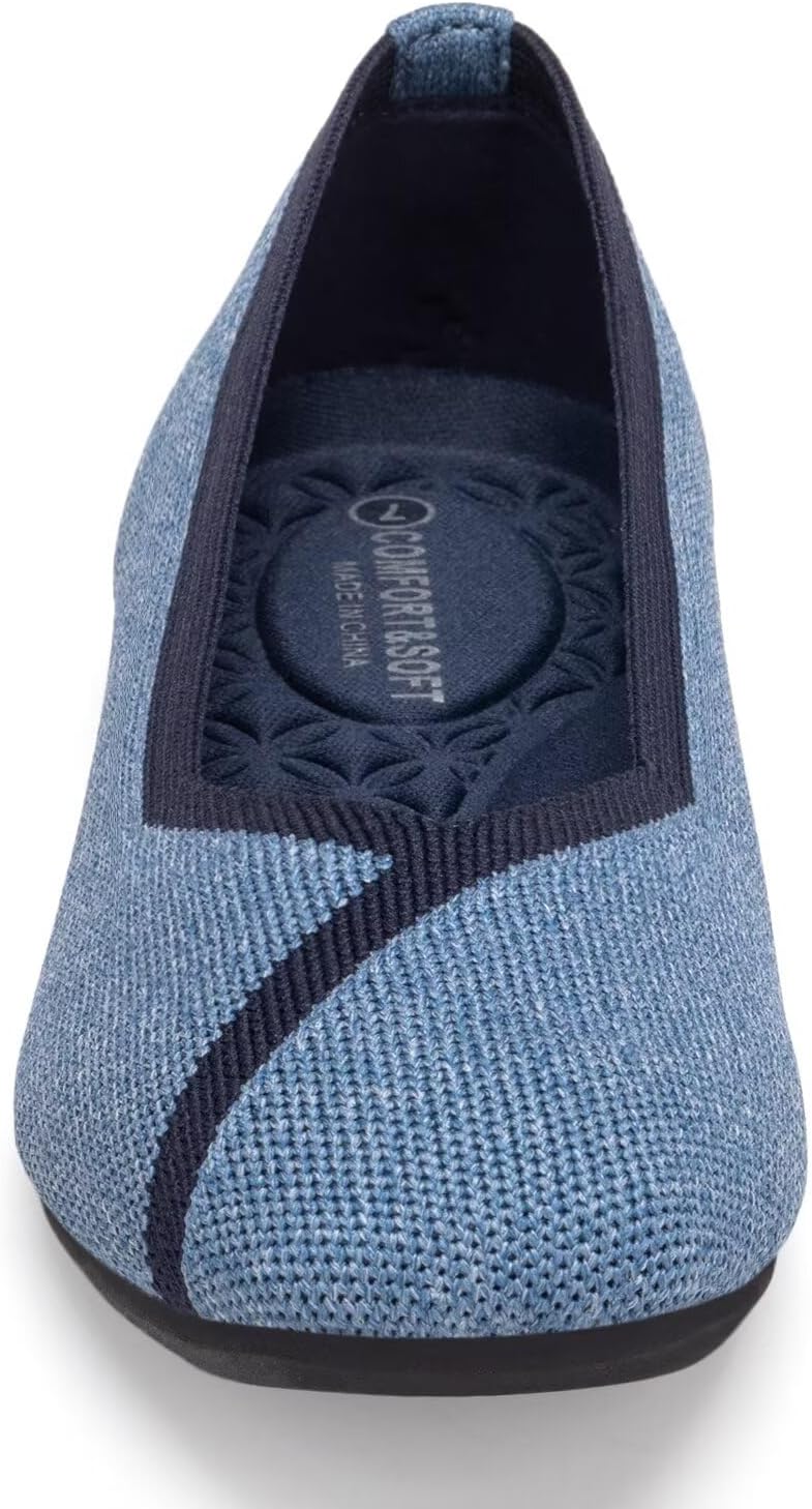 Frank Mully Womens Square Toe Flat Shoes Comfortable Knitted Flats Work Flats for Woman - Image 6