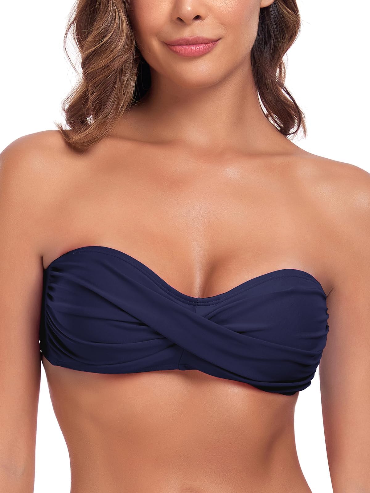 Ocean Blues Women's Strapless Swimsuits for Women Bandeau Bikini Top Tie Back