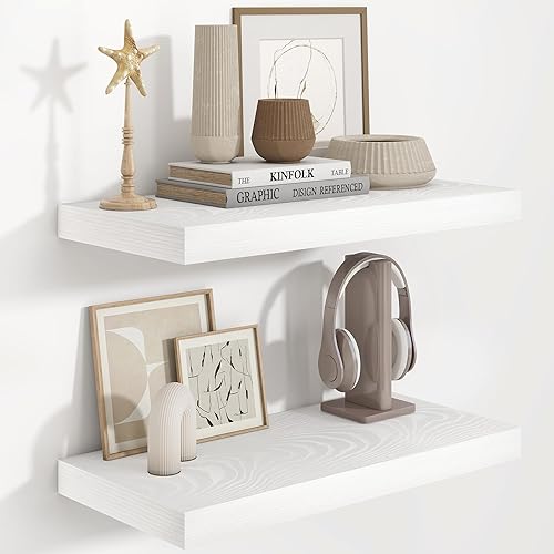 Miniatura 73 de Fun Memories Estantes flotantes de 36 x 8 pulgadas para pared, juego de 2 estantes de baño de granja, estantes de pared de madera de 36 pulgadas de