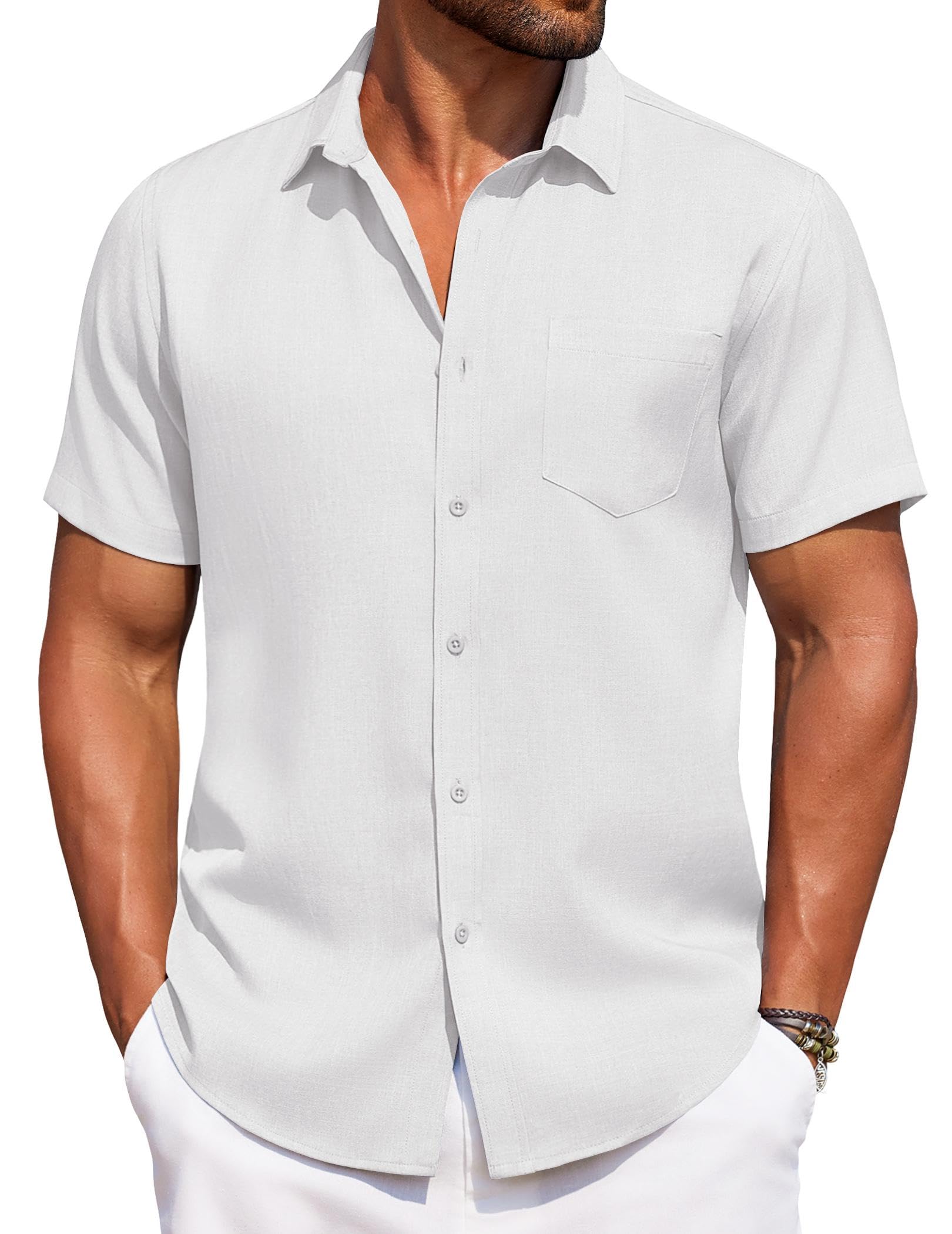 COOFANDY Men's Summer Beach Vacation Shirt Casual Button Down Short Sleeve Shirt Hawaiian Tropical Resort Wear