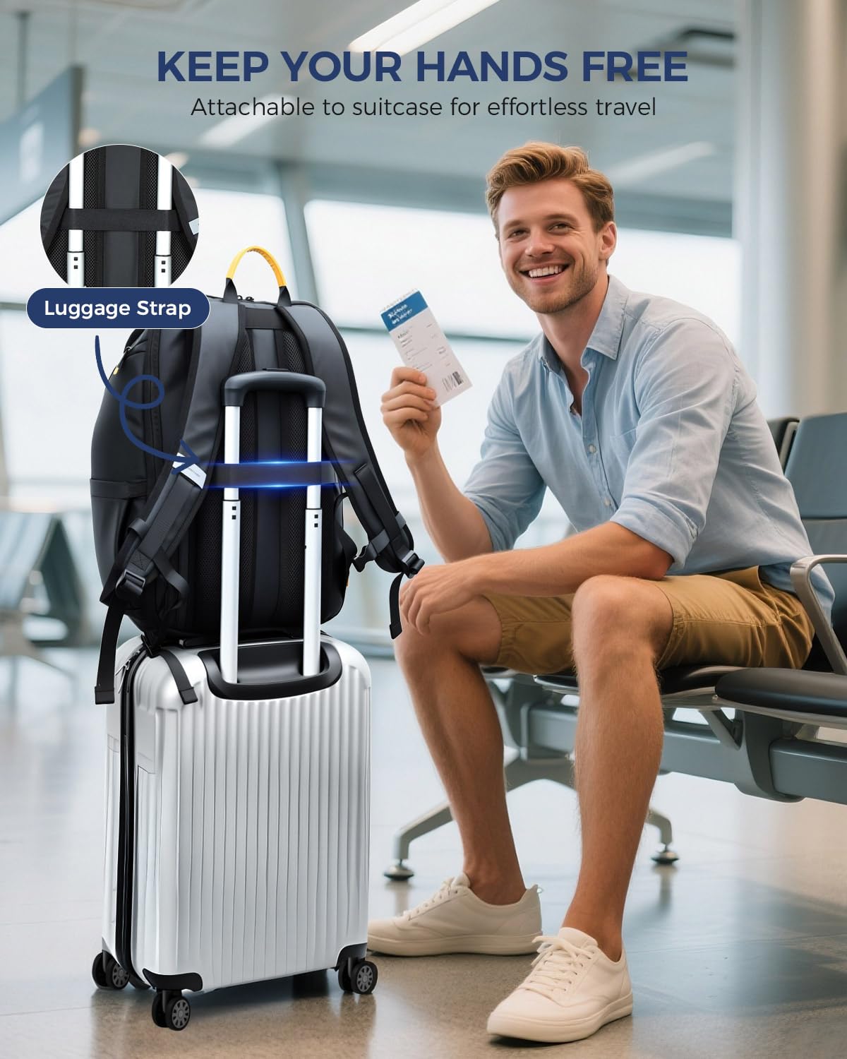 Ponhog Rucksack Herren, Groß Laptop Rucksack 17 Zoll, Reiserucksack mit Anti Diebstahl Computerfach, Laptoptasche für Reise Business Arbeit Weekender, Schwarz