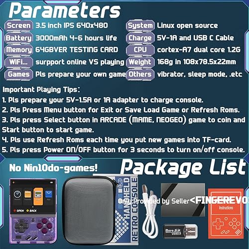 Miniatura 7 de Miyoo Mini Plus Consola de juegos portátil 3.5 pulgadas 640* 480 pantalla IPS 3000mAh Miyoo-mini+ con estuche portátil T-Purple