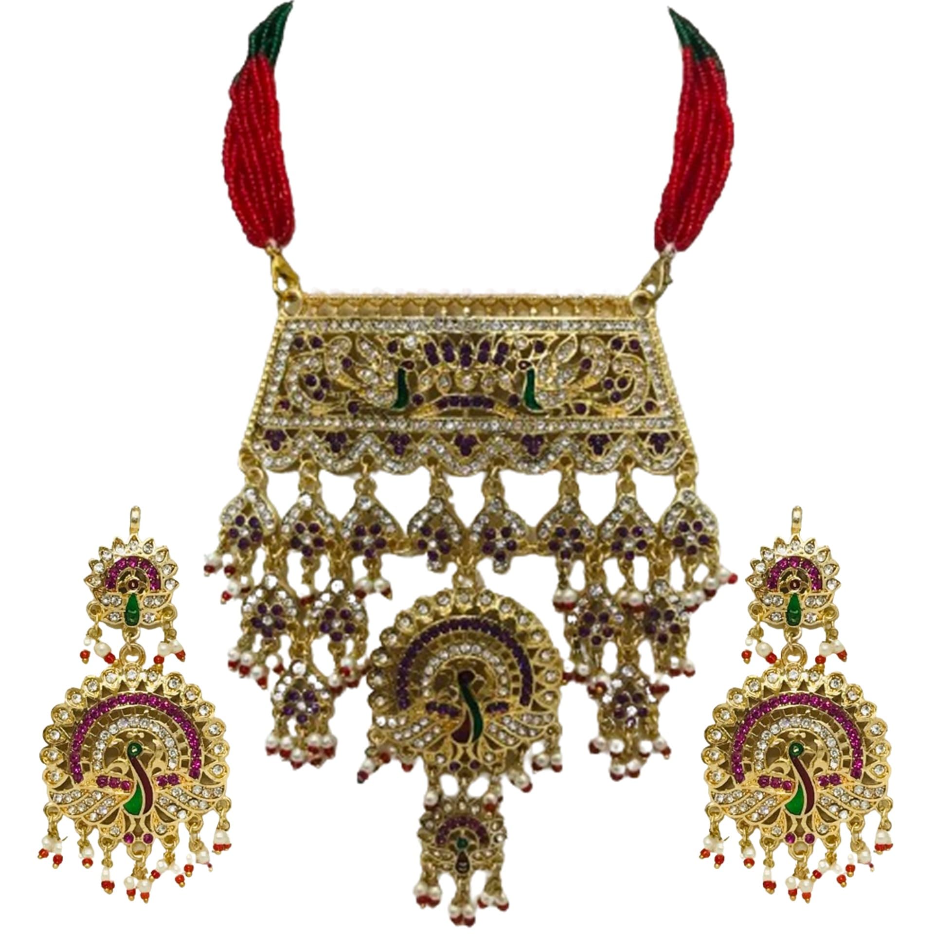 See full amazon price history chart for THE OPAL FACTORY Gold Plated Rajasthani Jewellery AD Imitation Stone With Minakari Peacock Necklace Set for Women and Girls with Earrings in Multicolour Stone Bead Work THE OPAL FACTORY Gold Plated Rajasthani Jewellery AD Imitation Stone With Minakari Peacock Necklace Set for Women and Girls with Earrings in Multicolour Stone Bead Work (B0CRRB3H8P) Amazon Price History, Amazon Price Tracker